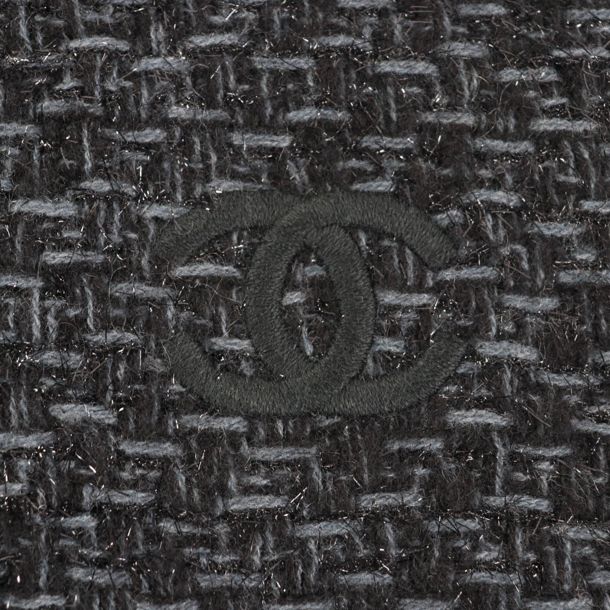 Chanel CHANEL Cashmere Blend Large Stole/Shawl with Coco Mark Embroidery, Glitter, and Fringe - Black & Blue Comes Box Made in Italy Authentic Women's Size ONE SIZE - 9 Thumbnail