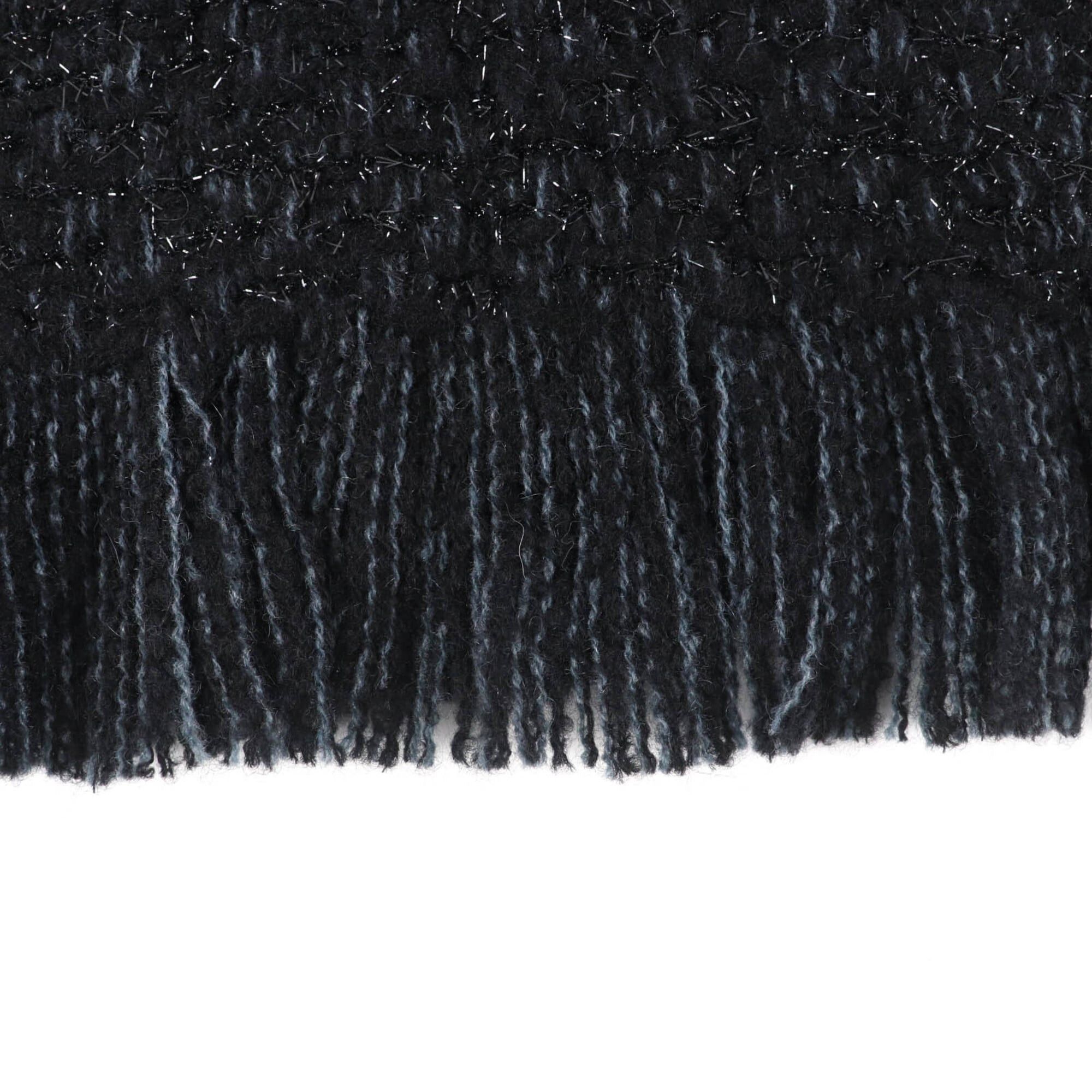 Chanel CHANEL Cashmere Blend Large Stole/Shawl with Coco Mark Embroidery, Glitter, and Fringe - Black & Blue Comes Box Made in Italy Authentic Women's Size ONE SIZE - 8 Thumbnail