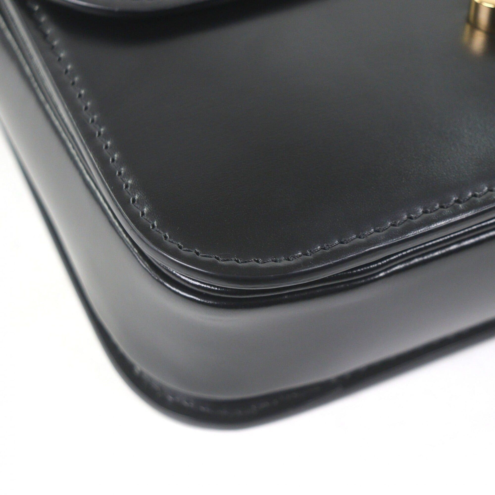 Celine CELINE Teen Shiny Calfskin Leather Triomphe Hardware Shoulder Bag Black Gold with Dust Women's Size ONE SIZE - 6 Thumbnail