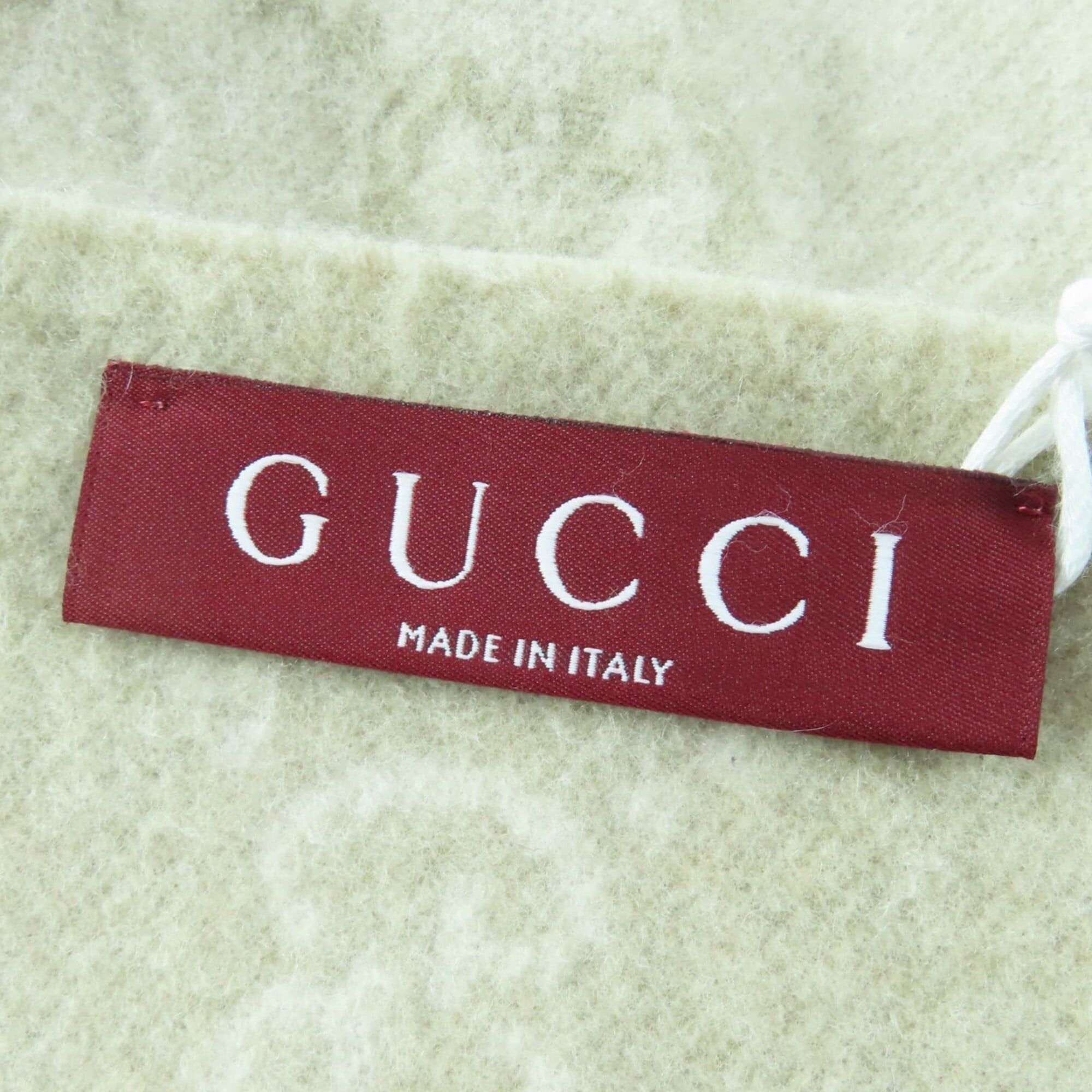 Gucci GUCCI 812317 100% Cashmere GG Pattern Scarf, Current Model, Beige, 45 x 190cm, with Box, Made in Italy, Authentic, Women's. Size ONE SIZE - 9 Thumbnail