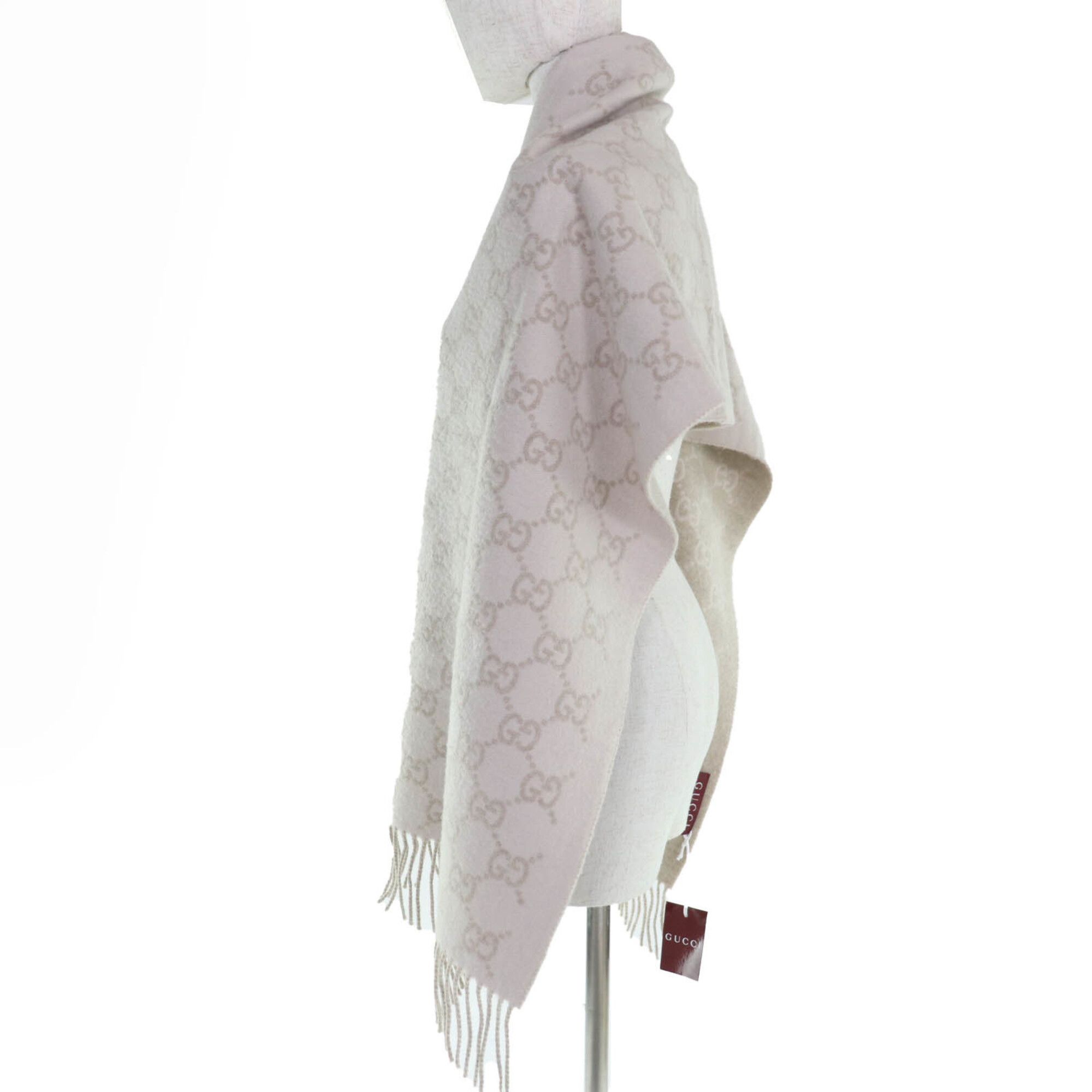 Gucci GUCCI 812317 100% Cashmere GG Pattern Scarf, Current Model, Beige, 45 x 190cm, with Box, Made in Italy, Authentic, Women's. Size ONE SIZE - 5 Thumbnail