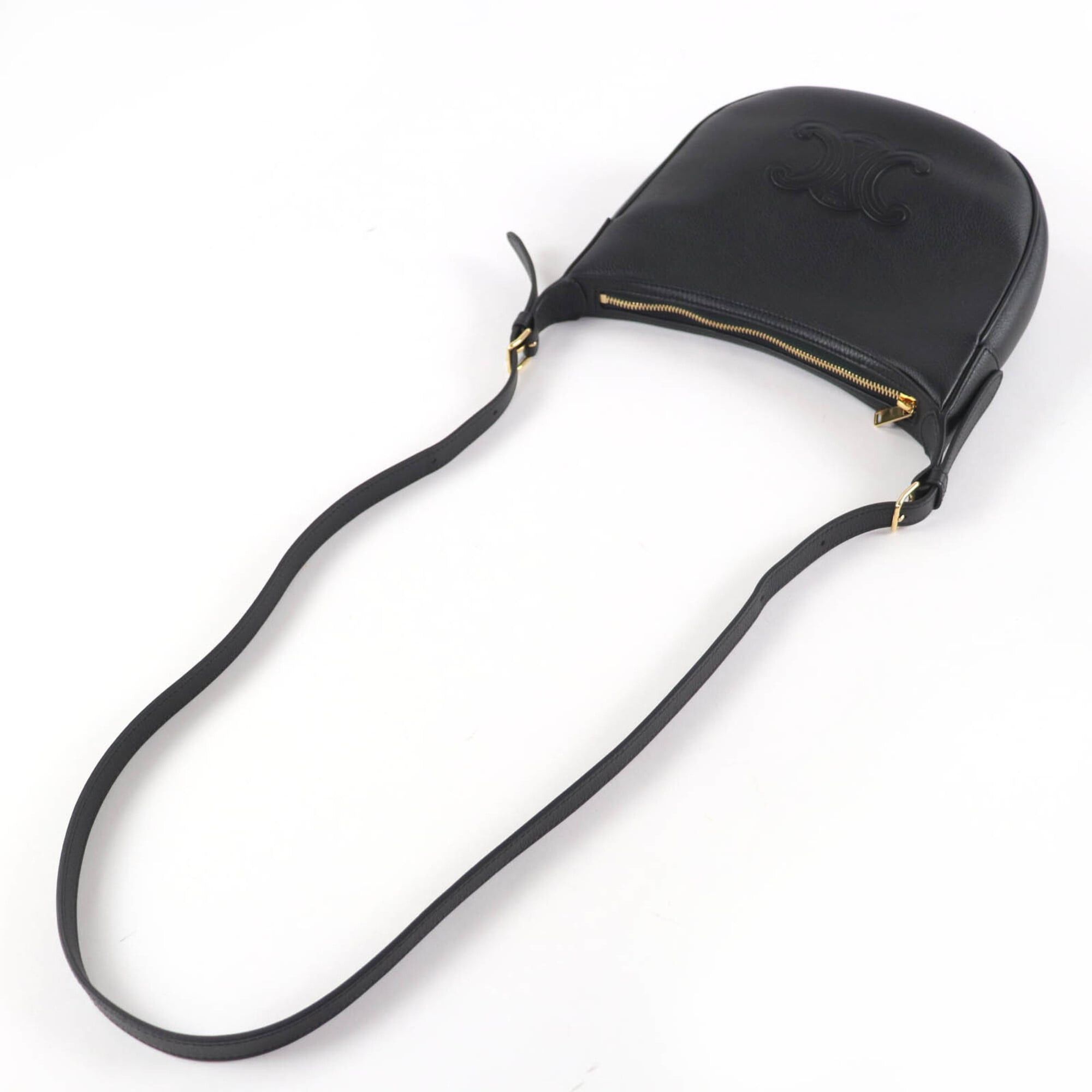 Celine CELINE 11725 Cuir Triomphe Eloise Small Leather 2-Way Handbag/Shoulder Bag, Black, with Dust Made in Italy, Women's Size ONE SIZE - 6 Thumbnail