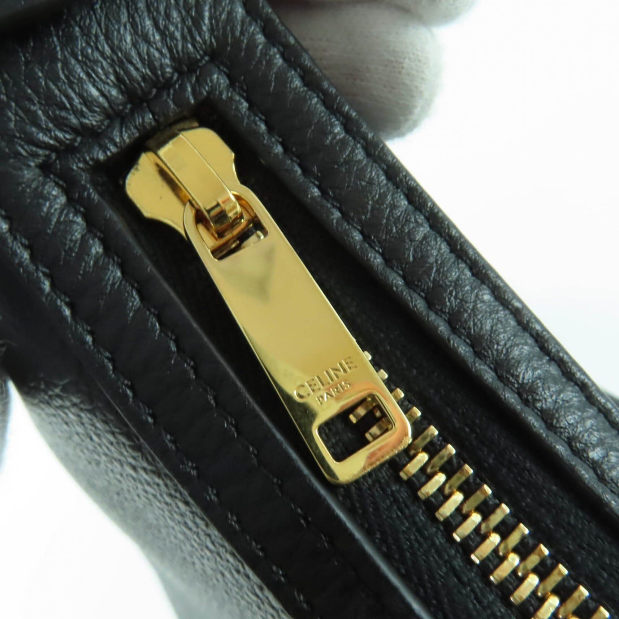 Celine CELINE 11725 Cuir Triomphe Eloise Small Leather 2-Way Handbag/Shoulder Bag, Black, with Dust Made in Italy, Women's Size ONE SIZE - 11 Thumbnail