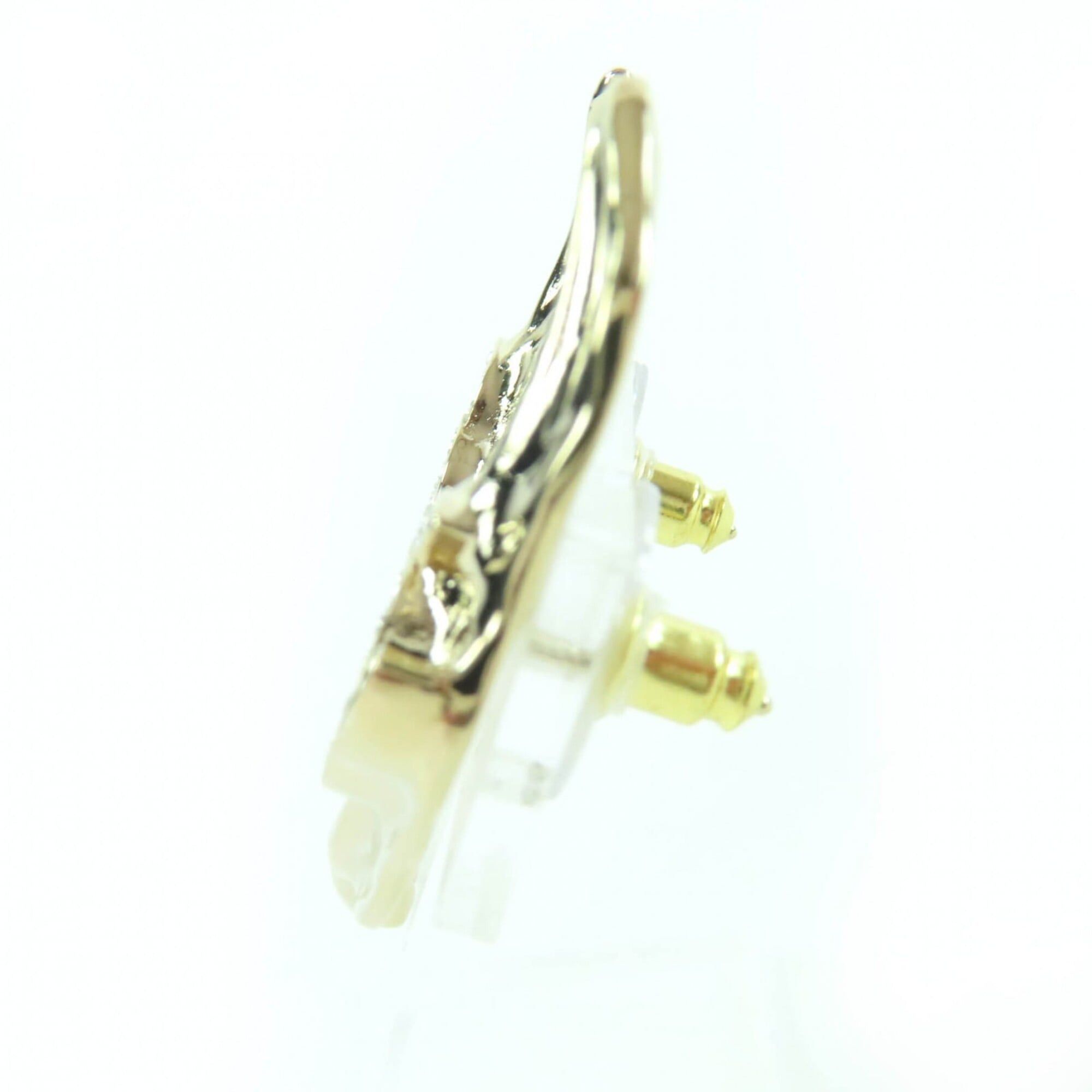 Chanel CHANEL I25A Coco Mark Leaf Design Rhinestone Earrings, Gold, Made in Italy, Women's Size ONE SIZE - 2 Thumbnail