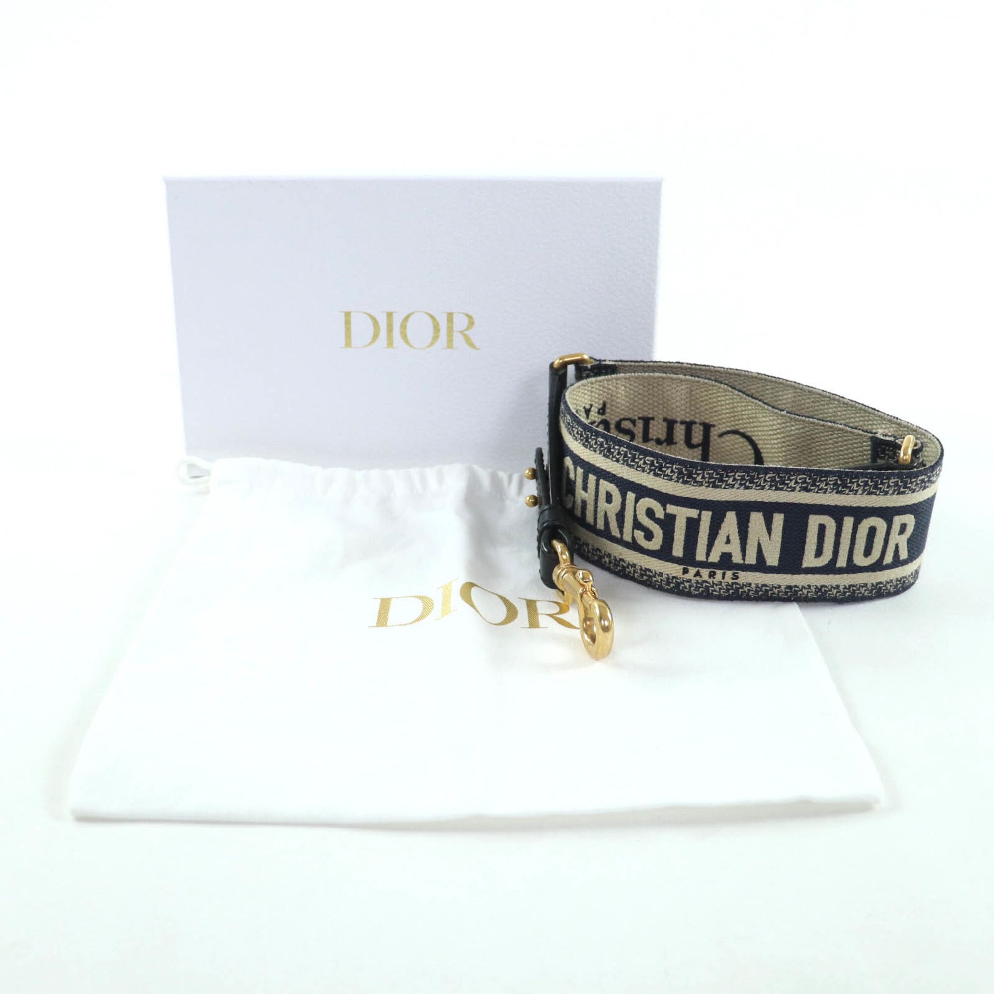Dior Christian Dior S8557CBTE Canvas Leather Embroidered Shoulder Strap, Navy Beige, Gold Hardware, Comes with Box and Dust Bag, Made in Italy, Women's. Size ONE SIZE - 2 Thumbnail