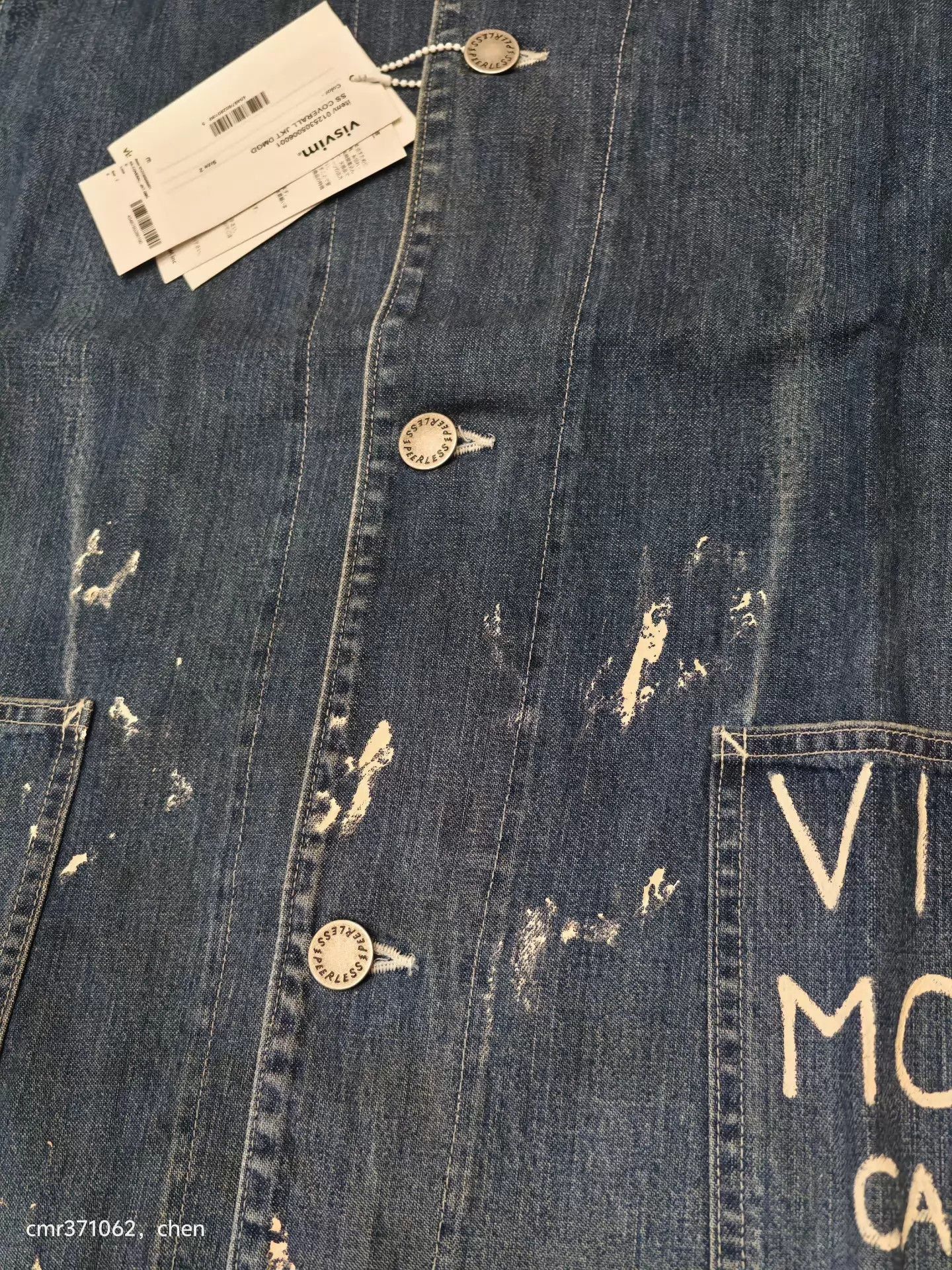 Visvim Blue Denim Jacket with Paint Splatter and Graphics Size S Size US S / EU 44-46 / 1 - 5 Thumbnail