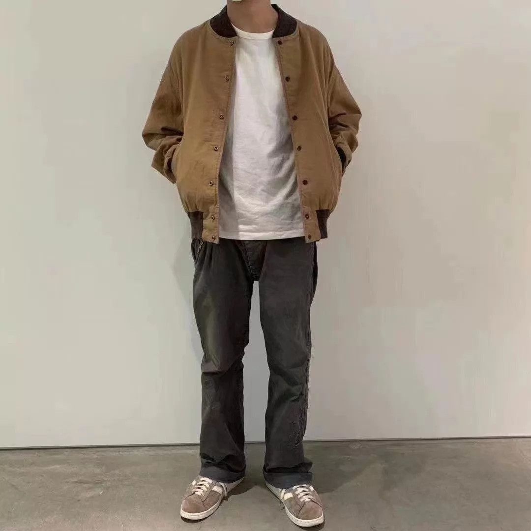 Visvim Beige Bomber Jacket with Black Trim, Size M Size US M / EU 48-50 / 2 - 8 Thumbnail