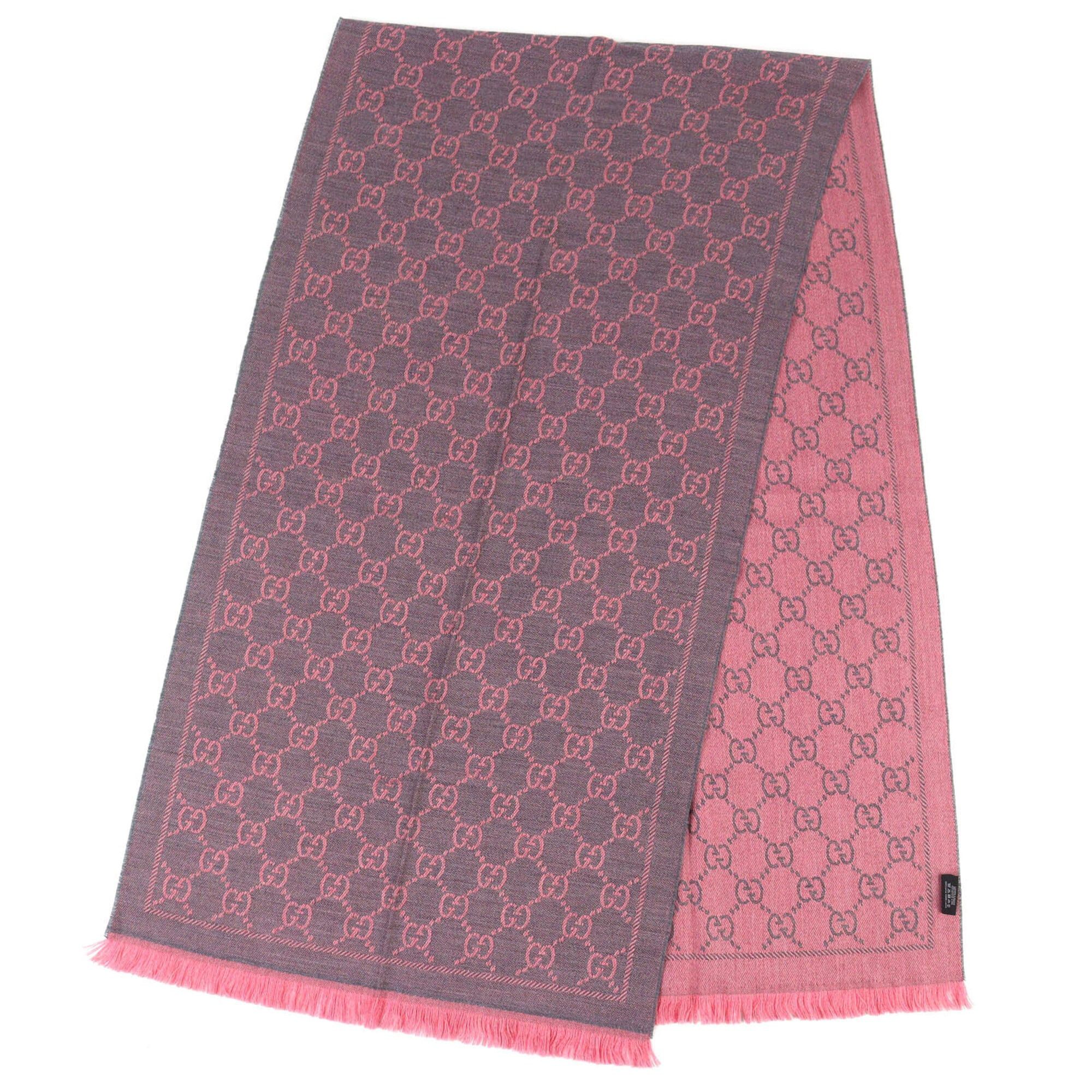 Gucci GUCCI 133483 GG Wool Scarf/Shawl, Rose Pink, Mini Fringe, with Box, Made in Italy, Women's. Size ONE SIZE - 3 Thumbnail