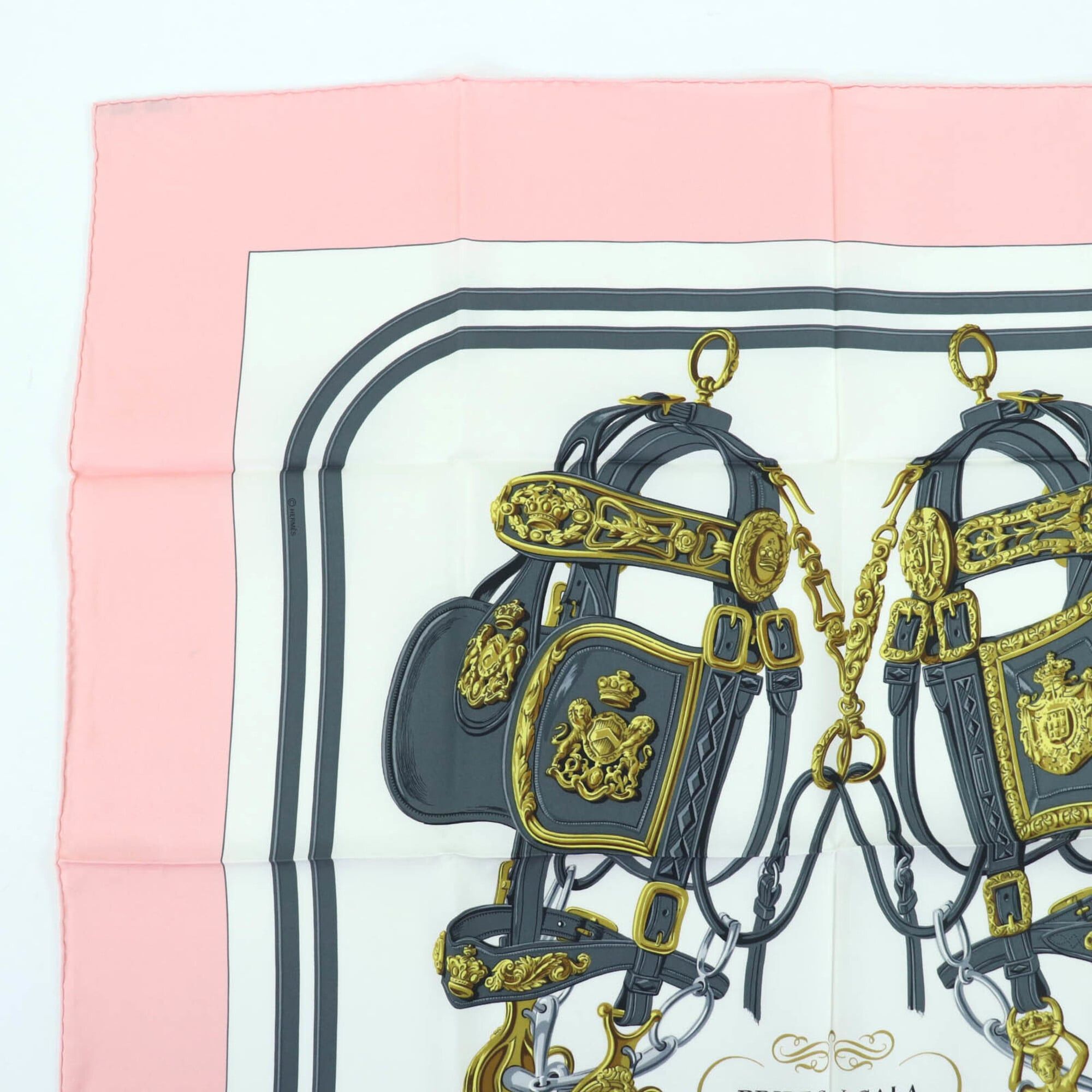 Hermes HERMES Carre 90 BRIDES de GALA (Ceremonial Horse Bridle) 100% Silk Large Scarf/Muffler, Pink, with Box, Made in France, Women's Size ONE SIZE - 3 Thumbnail