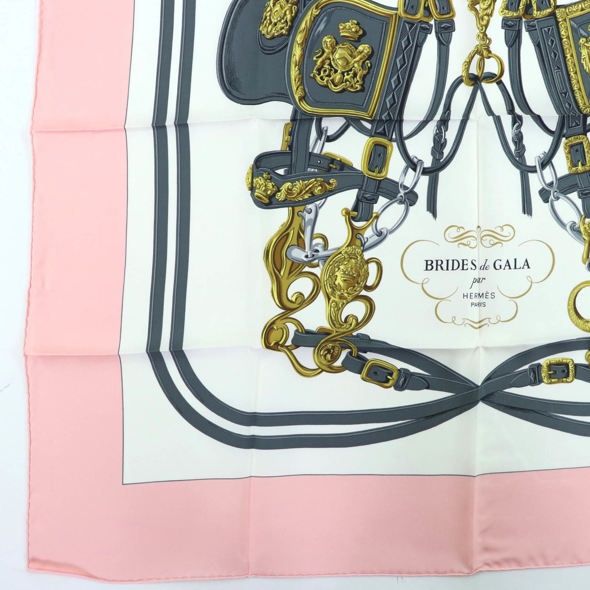 Hermes HERMES Carre 90 BRIDES de GALA (Ceremonial Horse Bridle) 100% Silk Large Scarf/Muffler, Pink, with Box, Made in France, Women's Size ONE SIZE - 6 Thumbnail