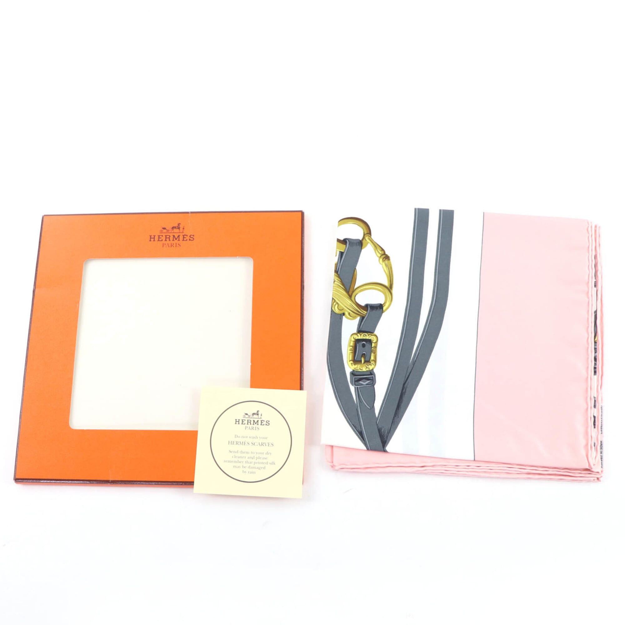 Hermes HERMES Carre 90 BRIDES de GALA (Ceremonial Horse Bridle) 100% Silk Large Scarf/Muffler, Pink, with Box, Made in France, Women's Size ONE SIZE - 2 Thumbnail