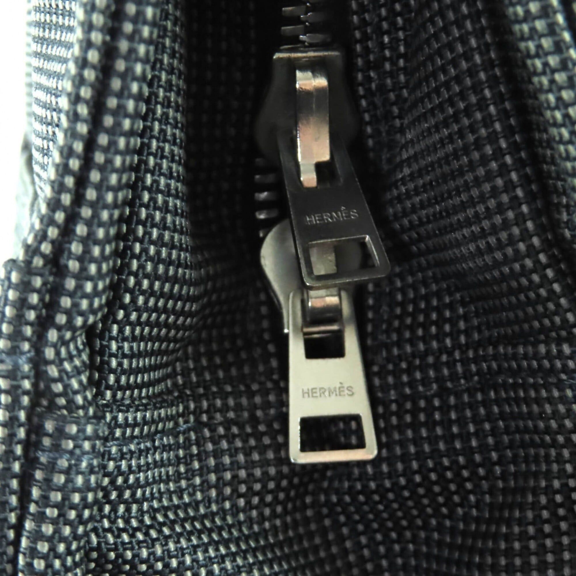 Hermes Hermes Herline MM Canvas Tote Bag with Sellier Button, Gray, Made in France, Women's Size ONE SIZE - 10 Thumbnail