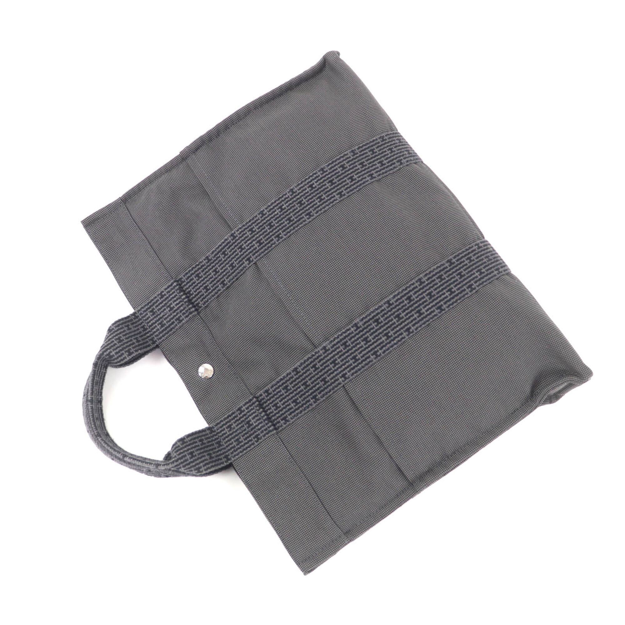 Hermes Hermes Herline MM Canvas Tote Bag with Sellier Button, Gray, Made in France, Women's Size ONE SIZE - 8 Thumbnail