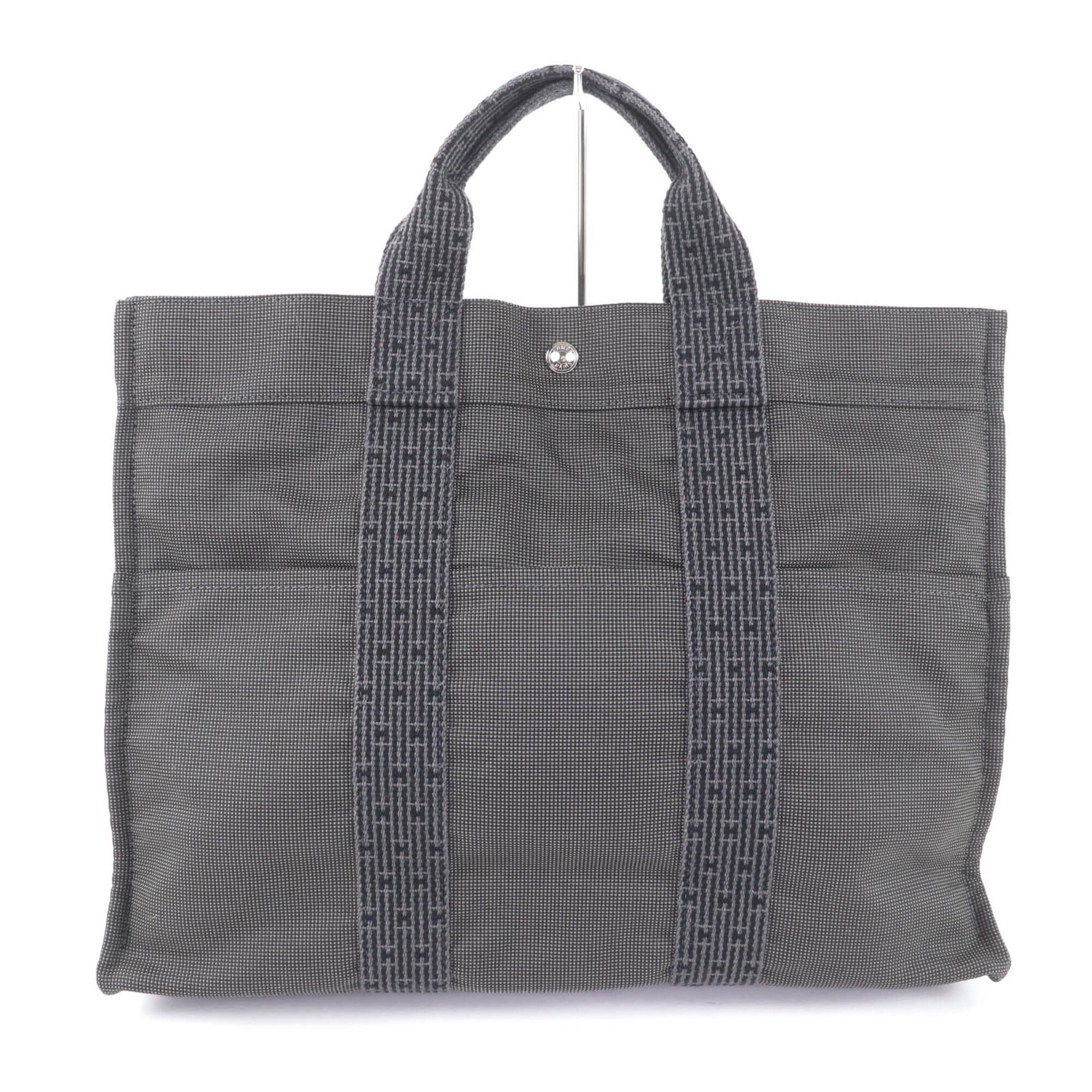 Hermes Hermes Herline MM Canvas Tote Bag with Sellier Button, Gray, Made in France, Women's Size ONE SIZE - 3 Thumbnail