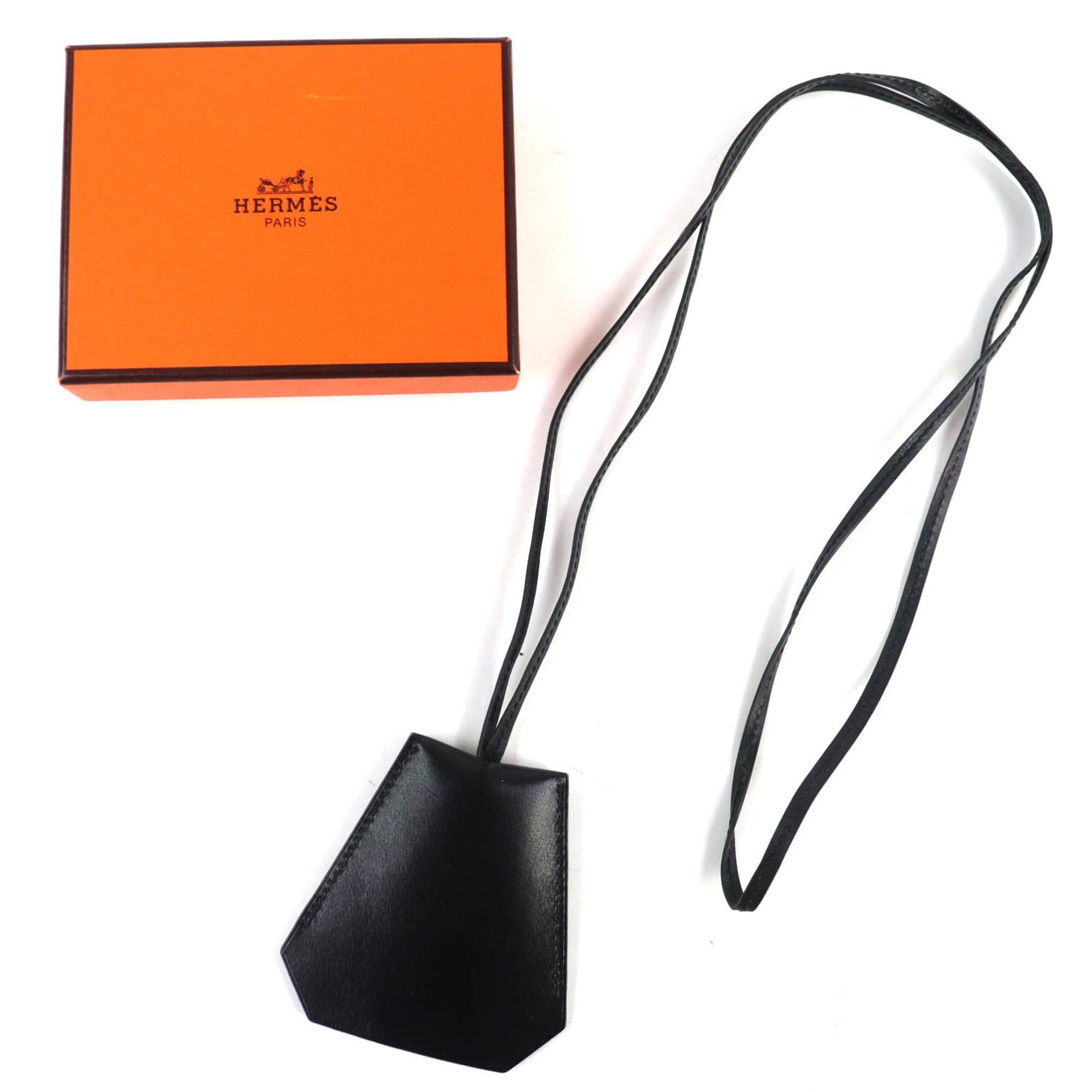 Hermes HERMES Vintage Margiela Era Clochette Leather Necklace, Black with Silver Hardware, □B Stamp, Comes Box, Made in France, Women's Size ONE SIZE - 2 Thumbnail