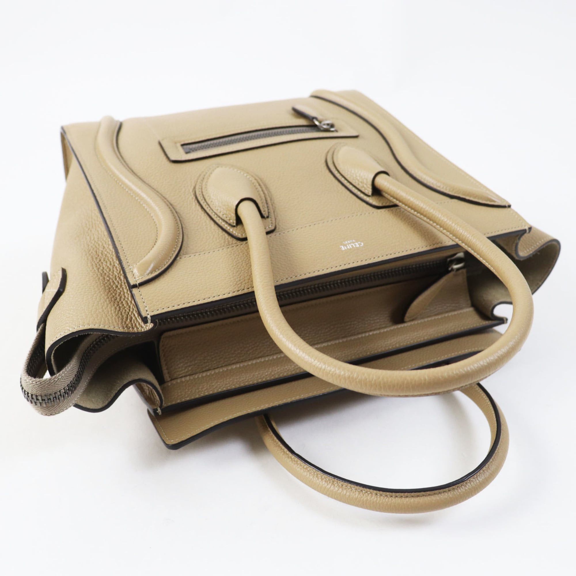 Celine CELINE 18979 Luggage Micro Shopper Dune (Beige) Drummed Calfskin Handbag, Made in Italy, Women's Size ONE SIZE - 4 Thumbnail