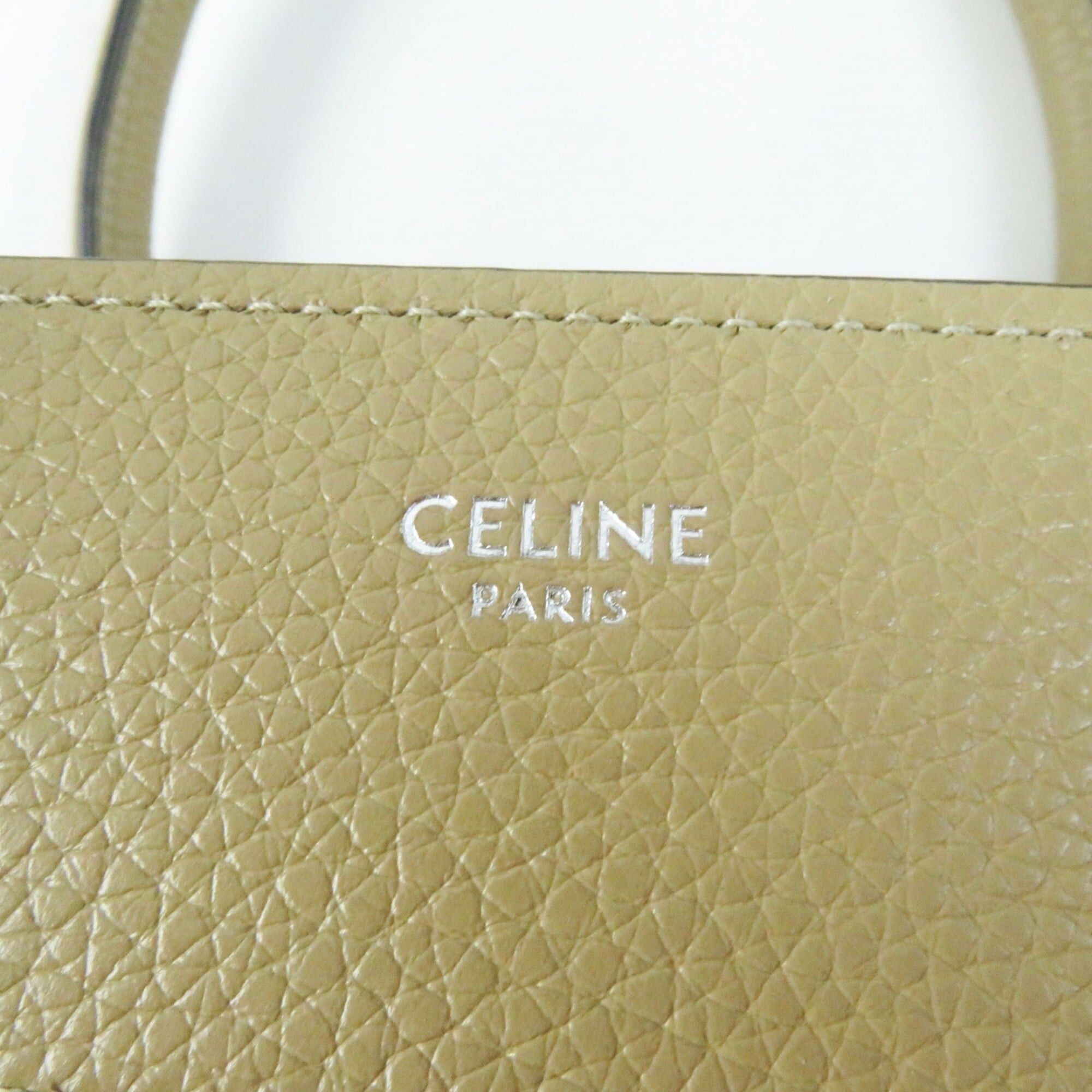 Celine CELINE 18979 Luggage Micro Shopper Dune (Beige) Drummed Calfskin Handbag, Made in Italy, Women's Size ONE SIZE - 9 Thumbnail