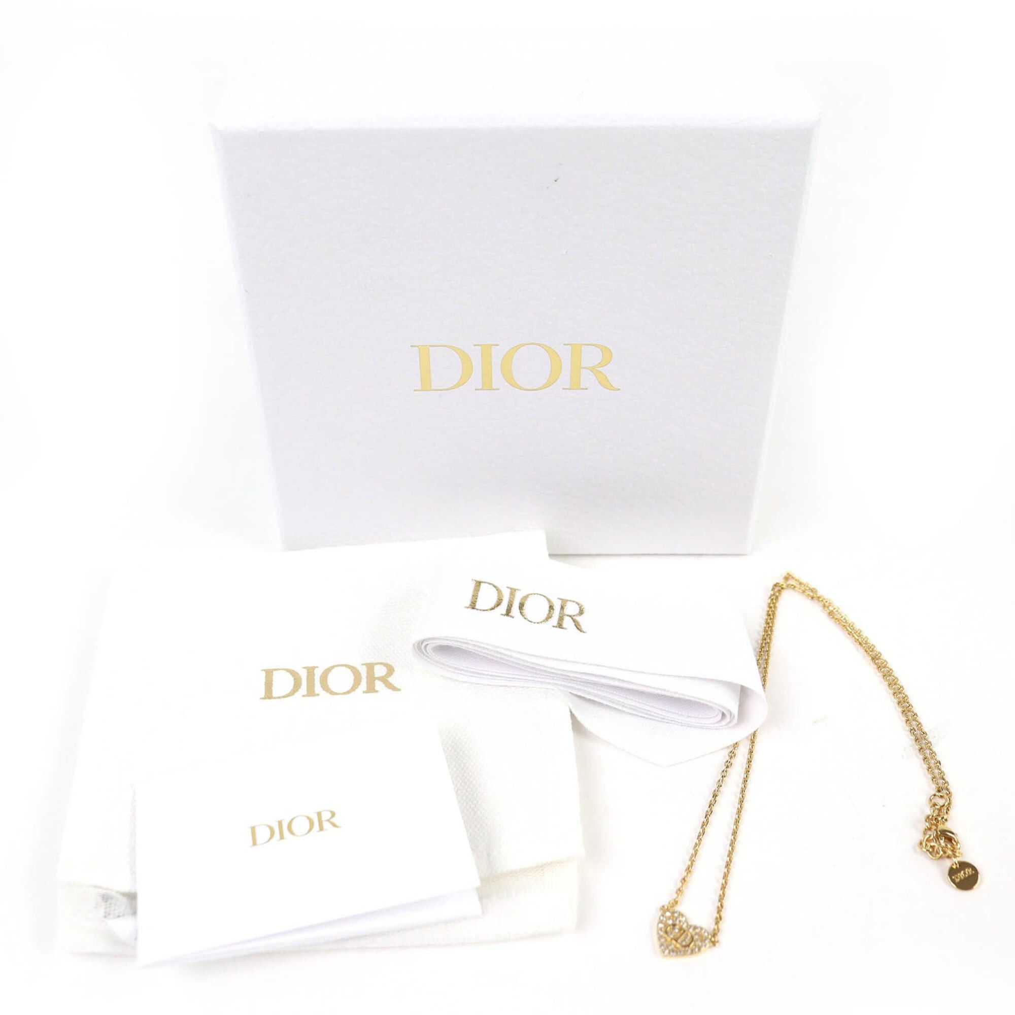 Dior Christian Dior N3477WOMCY Clair D Lune Rhinestone CD Logo Heart Necklace 44cm Gold with Box and Dust Bag for Women Size ONE SIZE - 2 Thumbnail