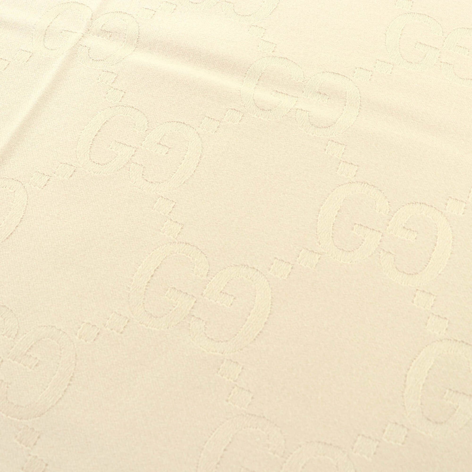 Gucci GUCCI 795551 Wool Silk GG Jacquard Fringe Large Shawl Blanket, Light Beige, 135 x 180 cm, with Dust Bag, Made in Italy, Authentic, Women's. Size ONE SIZE - 3 Thumbnail
