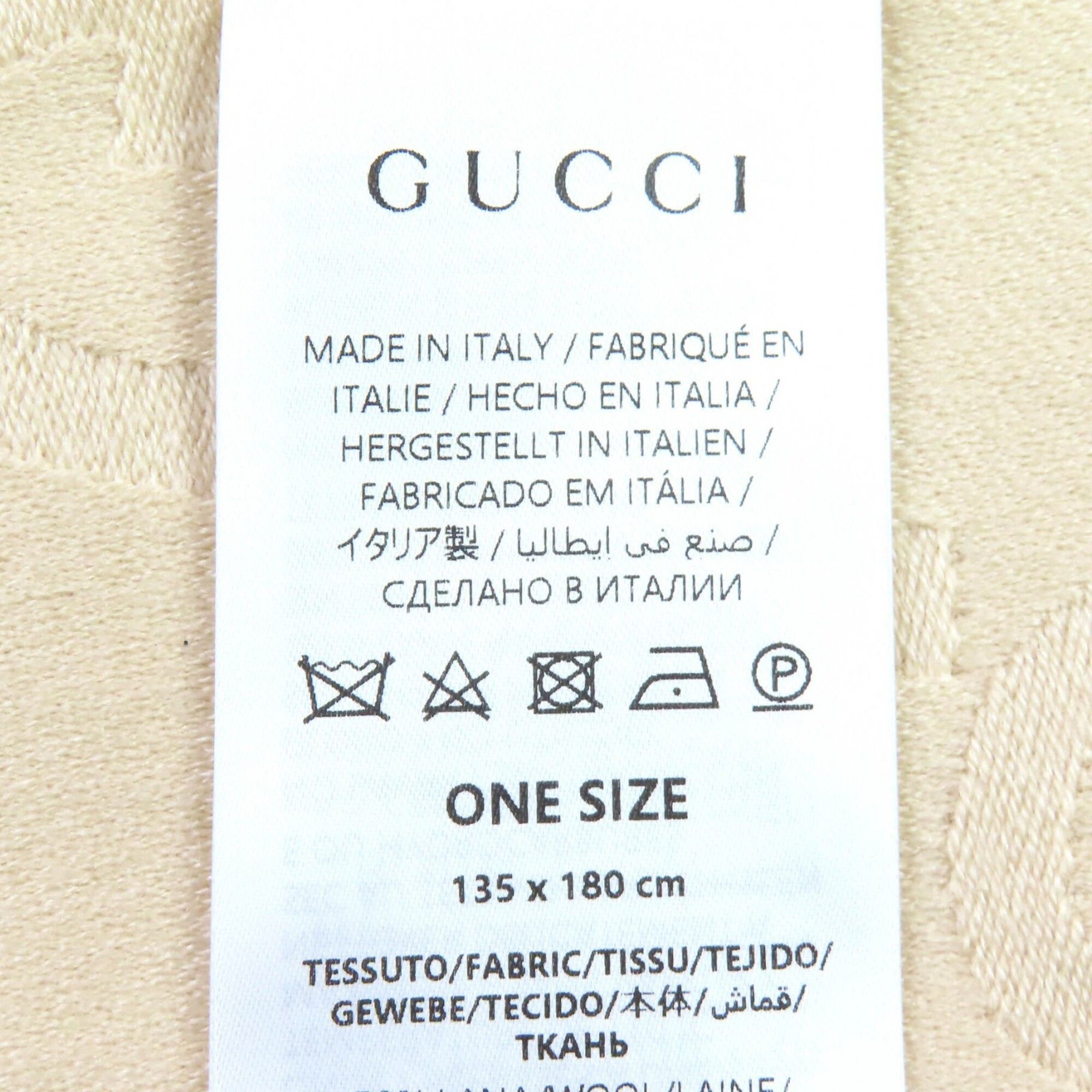 Gucci GUCCI 795551 Wool Silk GG Jacquard Fringe Large Shawl Blanket, Light Beige, 135 x 180 cm, with Dust Bag, Made in Italy, Authentic, Women's. Size ONE SIZE - 7 Thumbnail