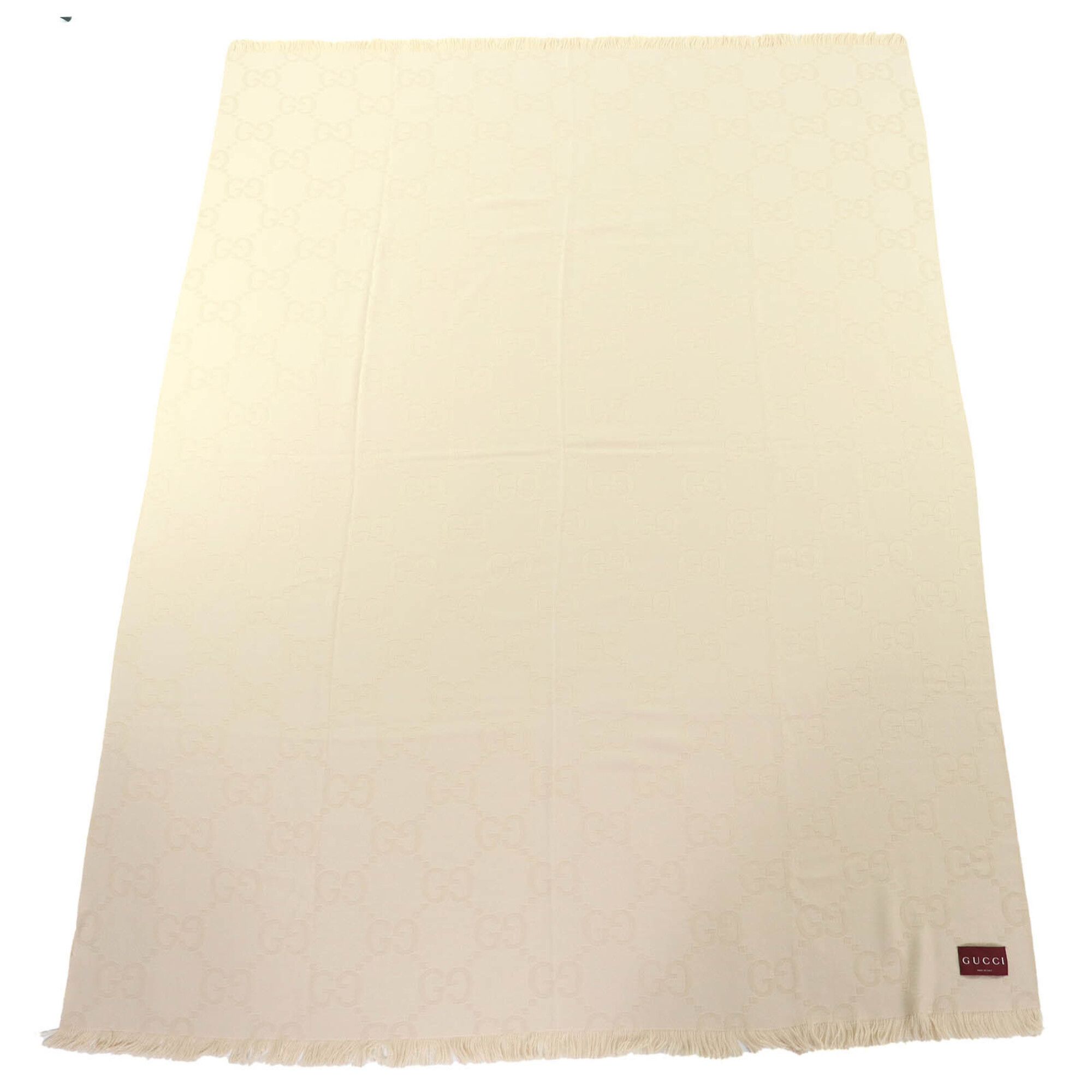 Gucci GUCCI 795551 Wool Silk GG Jacquard Fringe Large Shawl Blanket, Light Beige, 135 x 180 cm, with Dust Bag, Made in Italy, Authentic, Women's. Size ONE SIZE - 4 Thumbnail