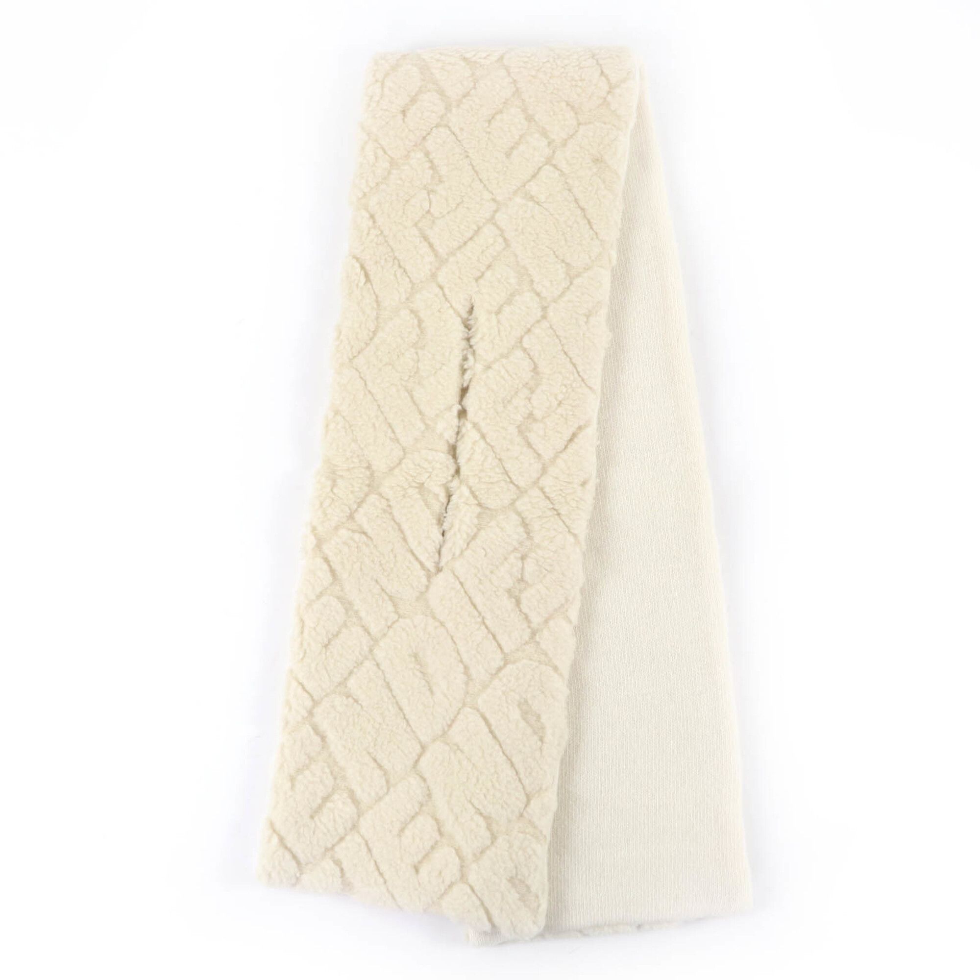 Fendi FENDI FXT438 Camel Wool 100% Cashmere Logo Knit Scarf, Ivory, with Dust Bag, Made in Italy, Authentic, Women's. Size ONE SIZE - 2 Thumbnail