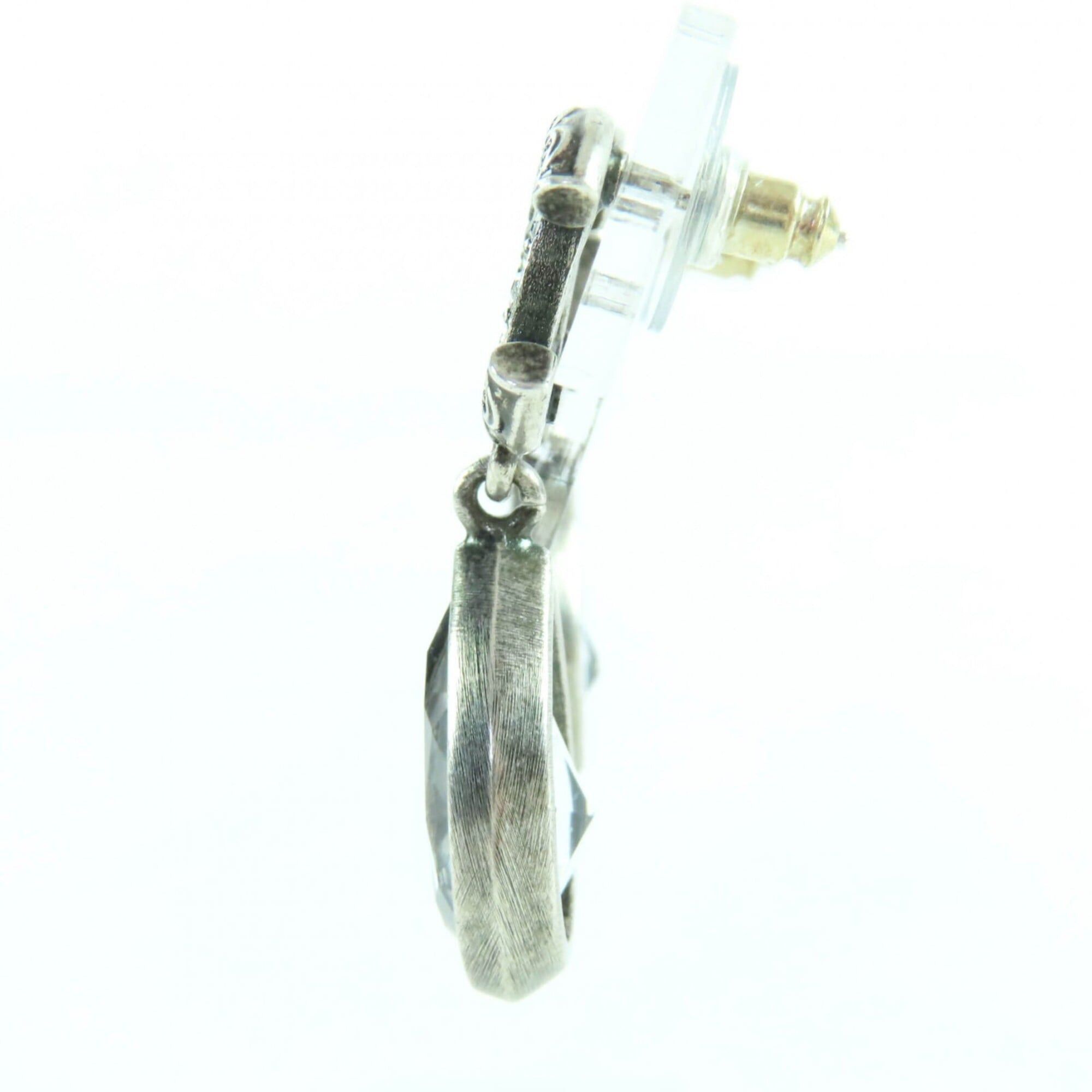 Chanel CHANEL 124A ABD777 Metal Crystal Coco Mark Bijou Teardrop Earrings, Silver, with Box, Made in Italy, Women's Size ONE SIZE - 3 Thumbnail