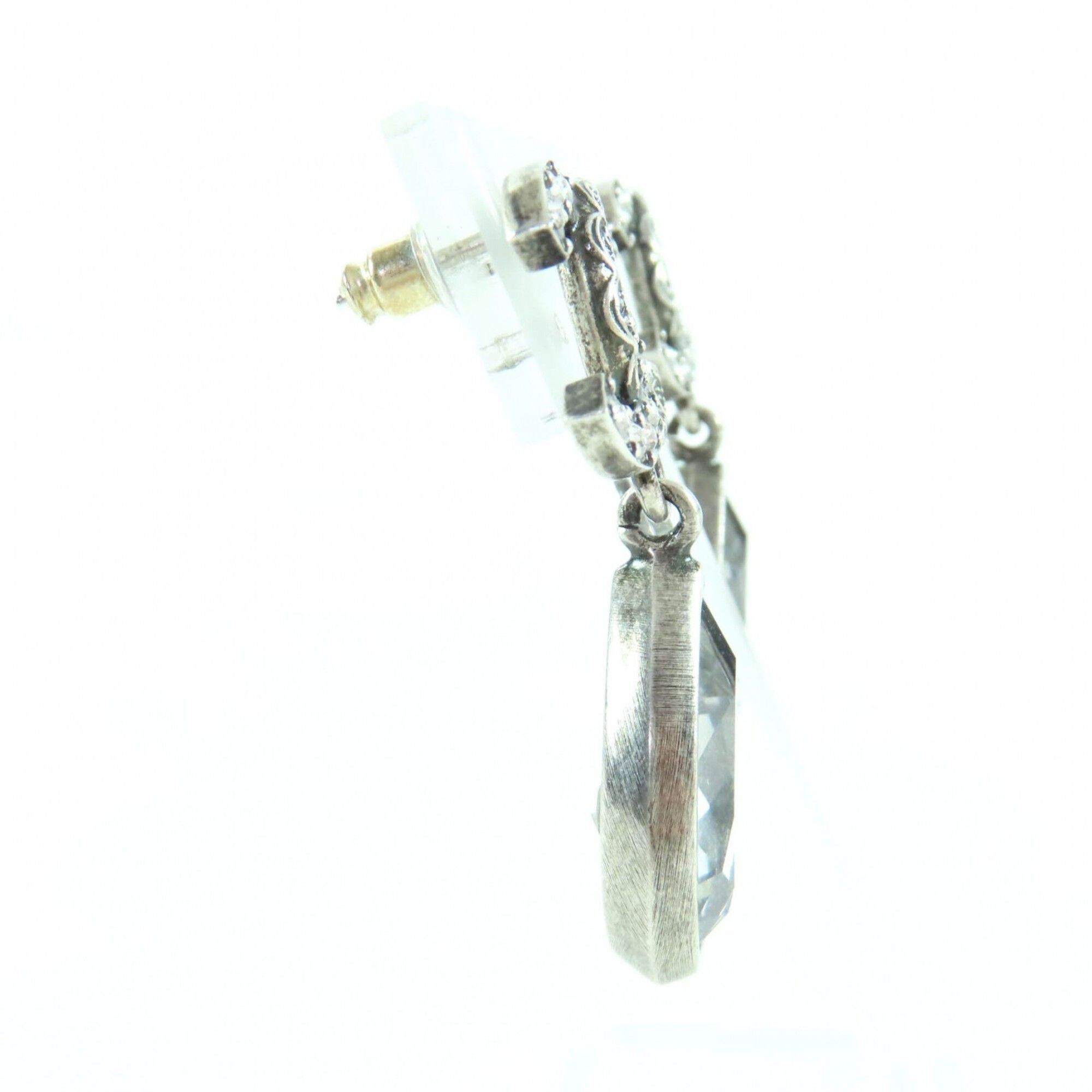 Chanel CHANEL 124A ABD777 Metal Crystal Coco Mark Bijou Teardrop Earrings, Silver, with Box, Made in Italy, Women's Size ONE SIZE - 5 Thumbnail