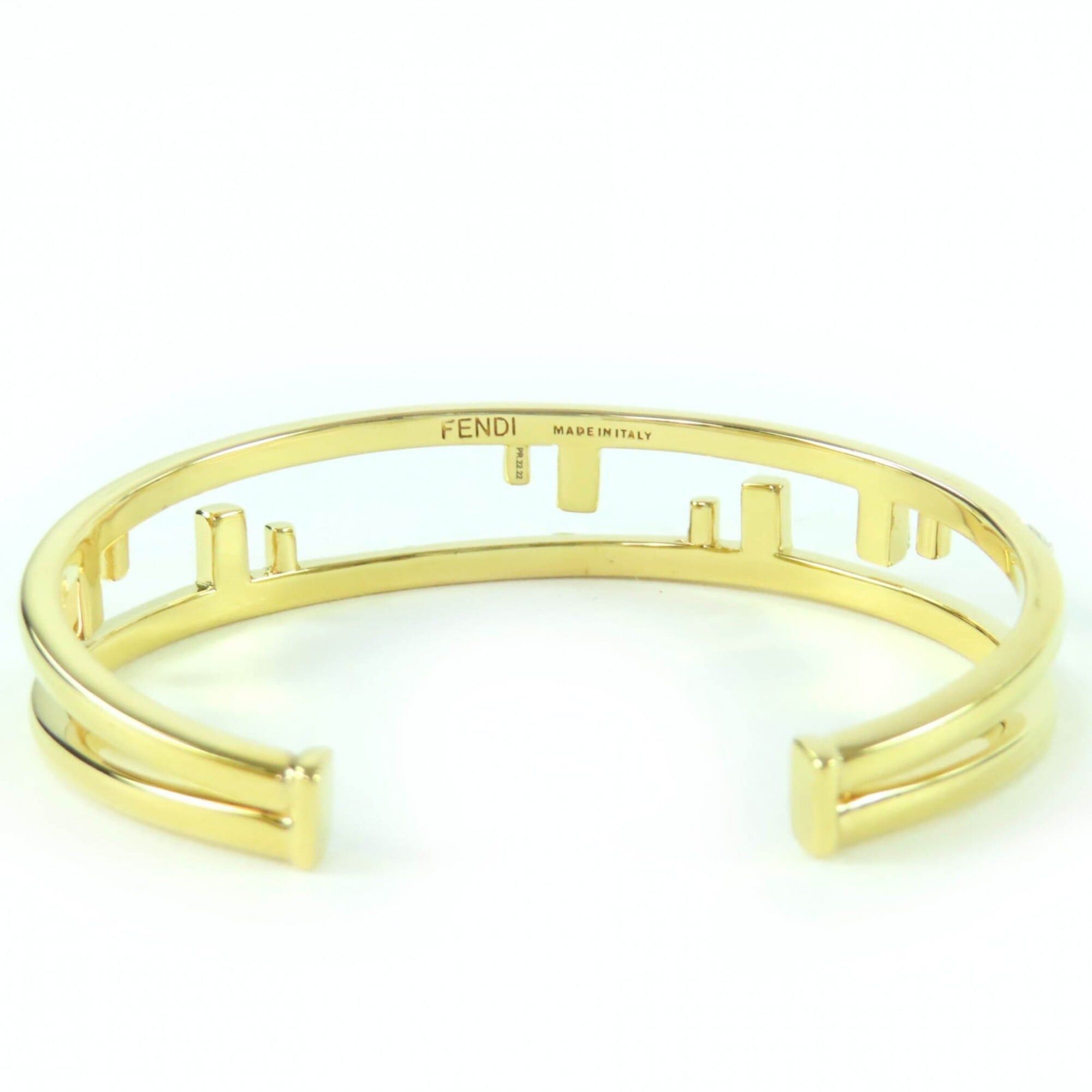 Fendi FENDI First FF motif rhinestone bangle bracelet, size M, gold, with box, made in Italy, women's. Size ONE SIZE - 4 Thumbnail