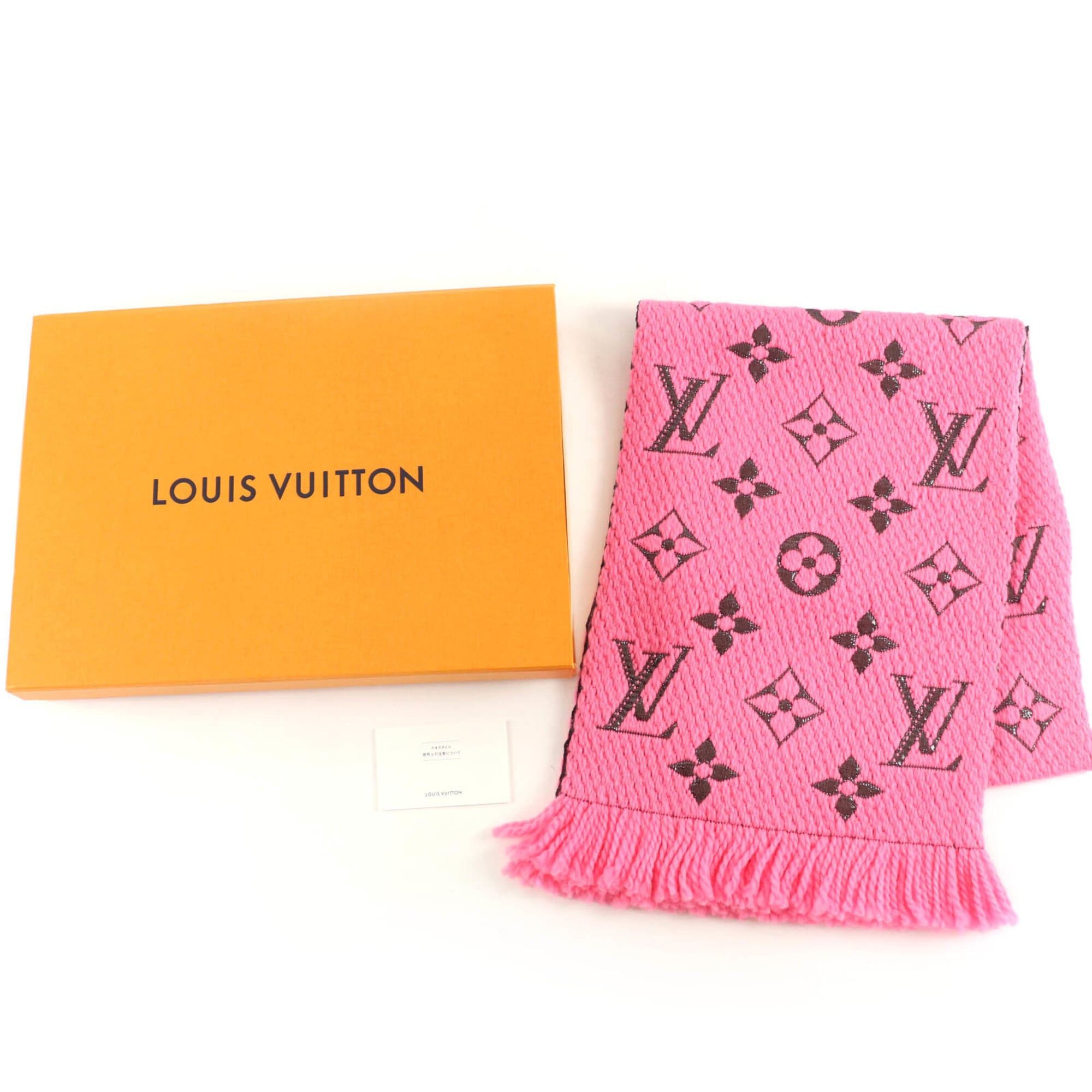 Louis Vuitton LOUIS VUITTON M76070 Echarpe Logomania Shine Virgin Wool Silk Blend Rose Pop Scarf, 2019 Model, with Box, Made in Italy, Authentic, Women's. Size ONE SIZE - 2 Thumbnail
