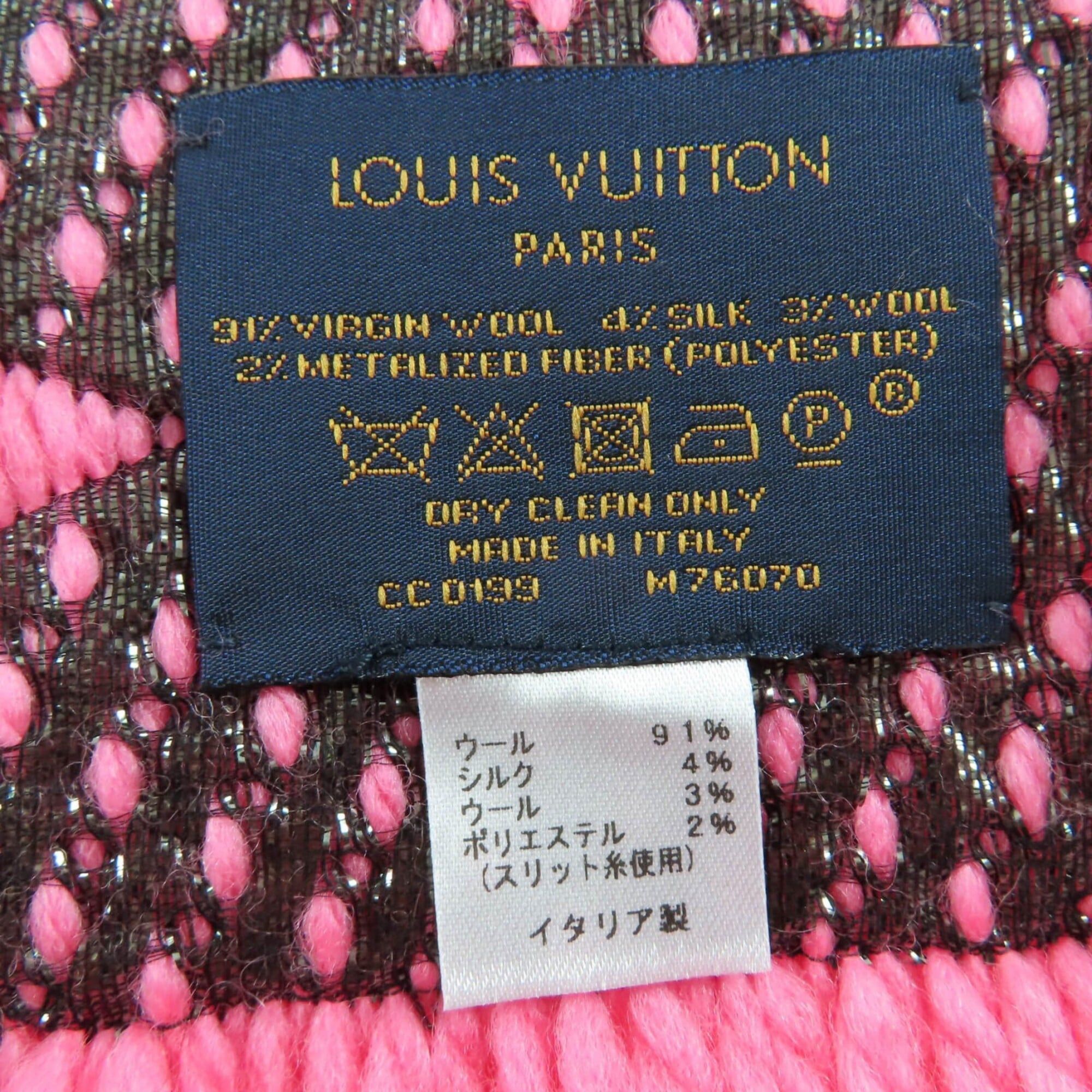 Louis Vuitton LOUIS VUITTON M76070 Echarpe Logomania Shine Virgin Wool Silk Blend Rose Pop Scarf, 2019 Model, with Box, Made in Italy, Authentic, Women's. Size ONE SIZE - 7 Thumbnail
