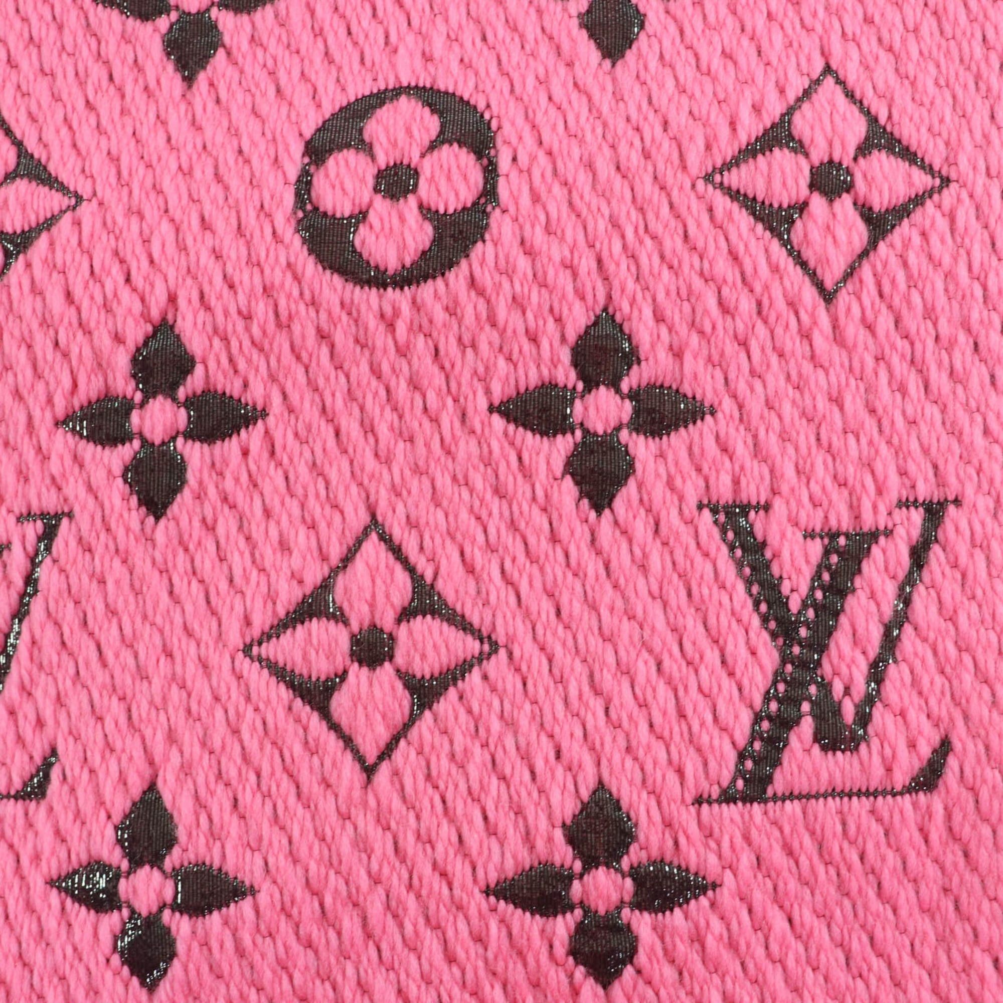 Louis Vuitton LOUIS VUITTON M76070 Echarpe Logomania Shine Virgin Wool Silk Blend Rose Pop Scarf, 2019 Model, with Box, Made in Italy, Authentic, Women's. Size ONE SIZE - 5 Thumbnail