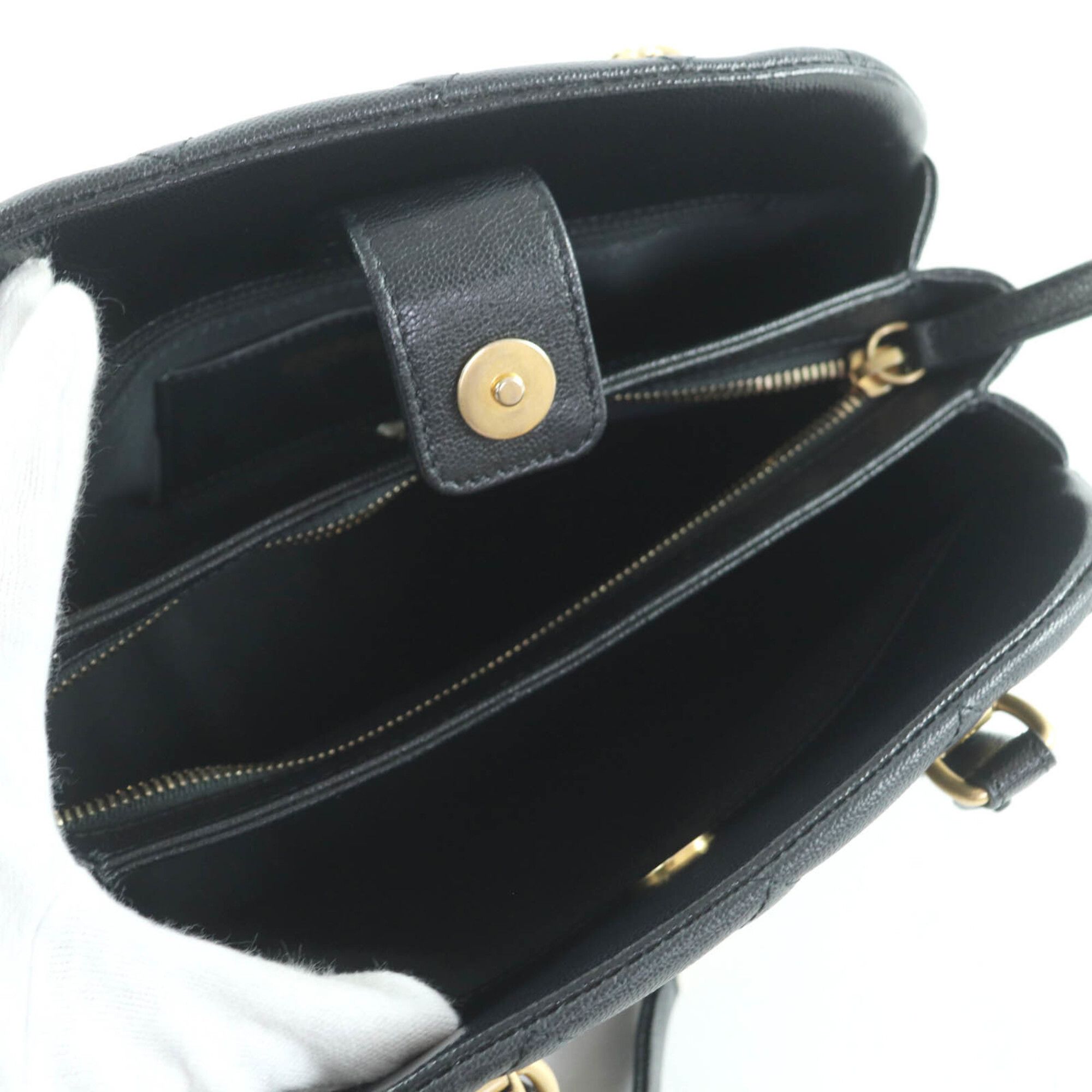 Chanel CHANEL AS3893 Caviar Skin Matelassé Coco Mark 2-Way Bowling Bag Handbag Black Gold Hardware Comes with Box and Dust Made in Italy Women's Size ONE SIZE - 10 Thumbnail