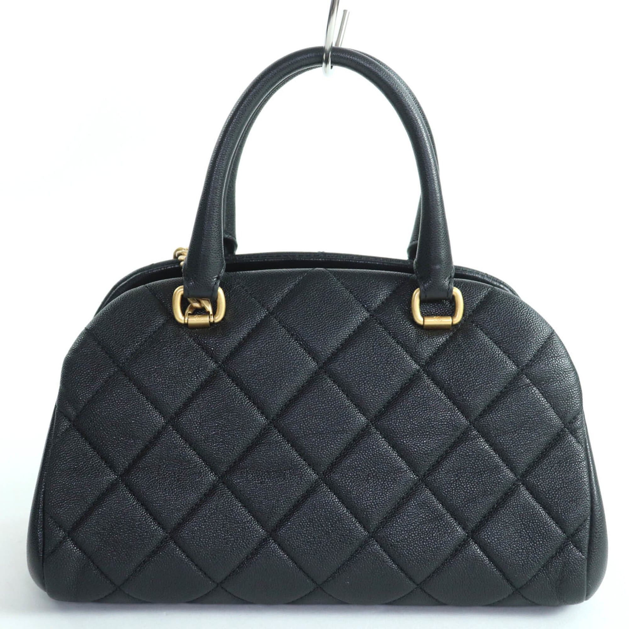 Chanel CHANEL AS3893 Caviar Skin Matelassé Coco Mark 2-Way Bowling Bag Handbag Black Gold Hardware Comes with Box and Dust Made in Italy Women's Size ONE SIZE - 3 Thumbnail
