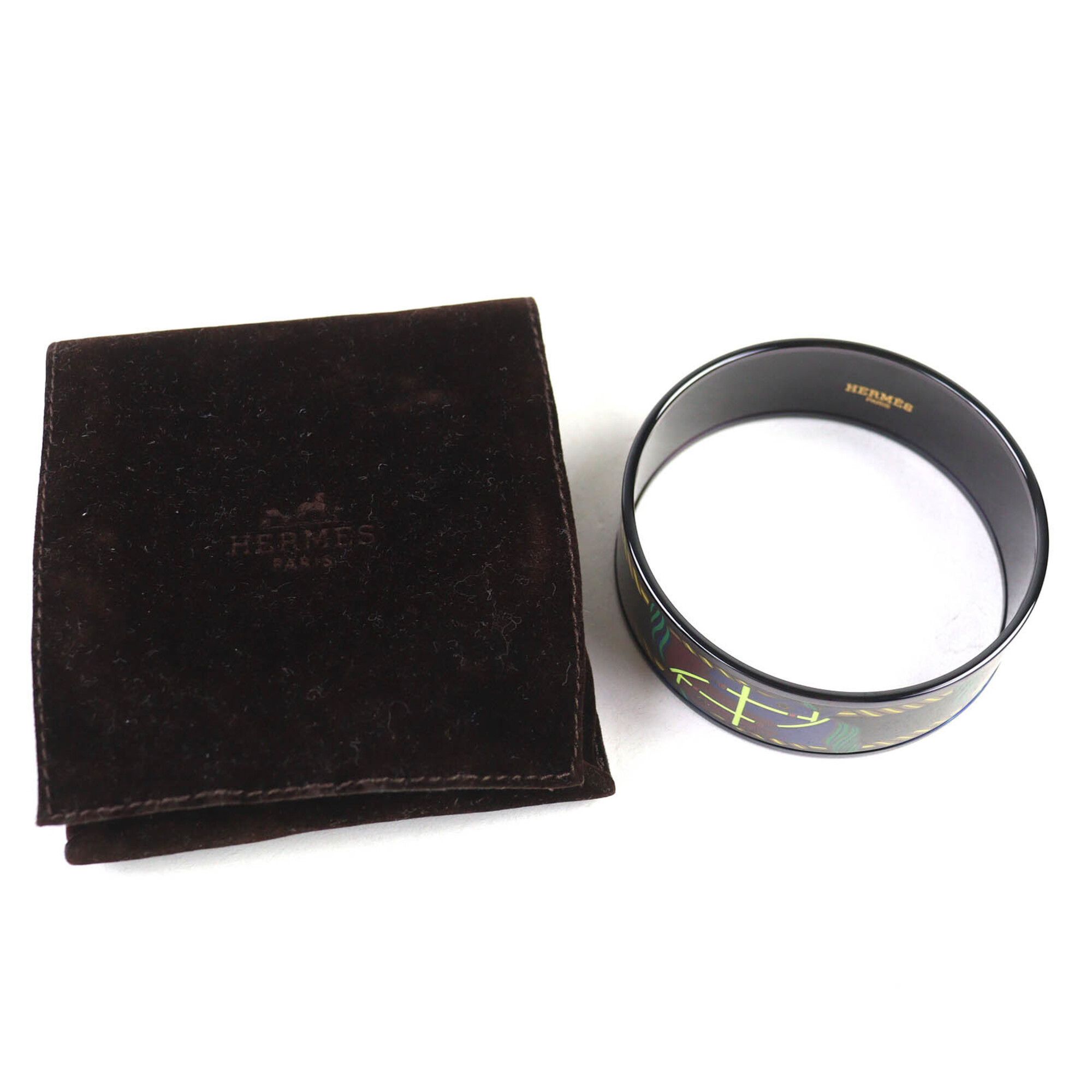 Hermes HERMES Email GM Click HH Bandana Bangle Bracelet, Black/Multicolor, with Dust Bag, Made in France, Women's. Size ONE SIZE - 2 Thumbnail