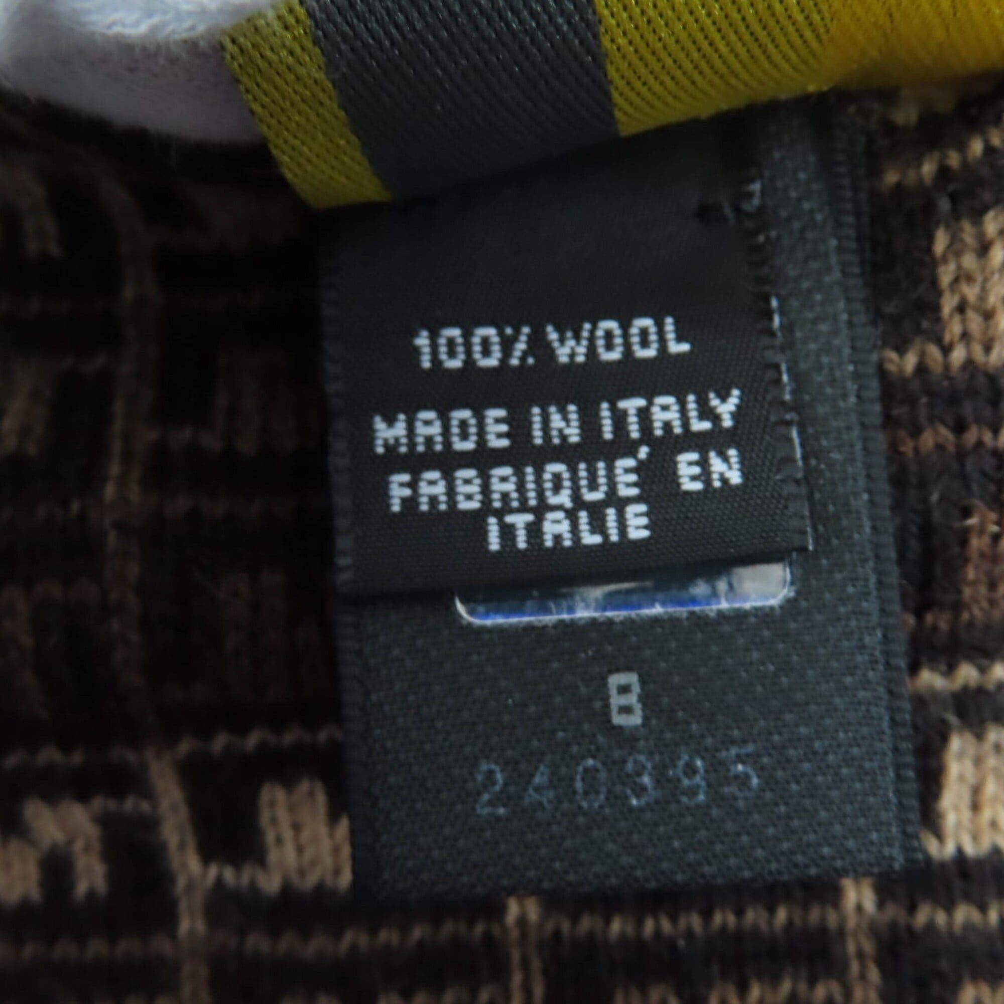 Fendi FENDI 100% Wool FF Logo Micro Zucca Pattern Knit Scarf, Brown, Made in Italy, Women's & Men's Size ONE SIZE - 6 Thumbnail