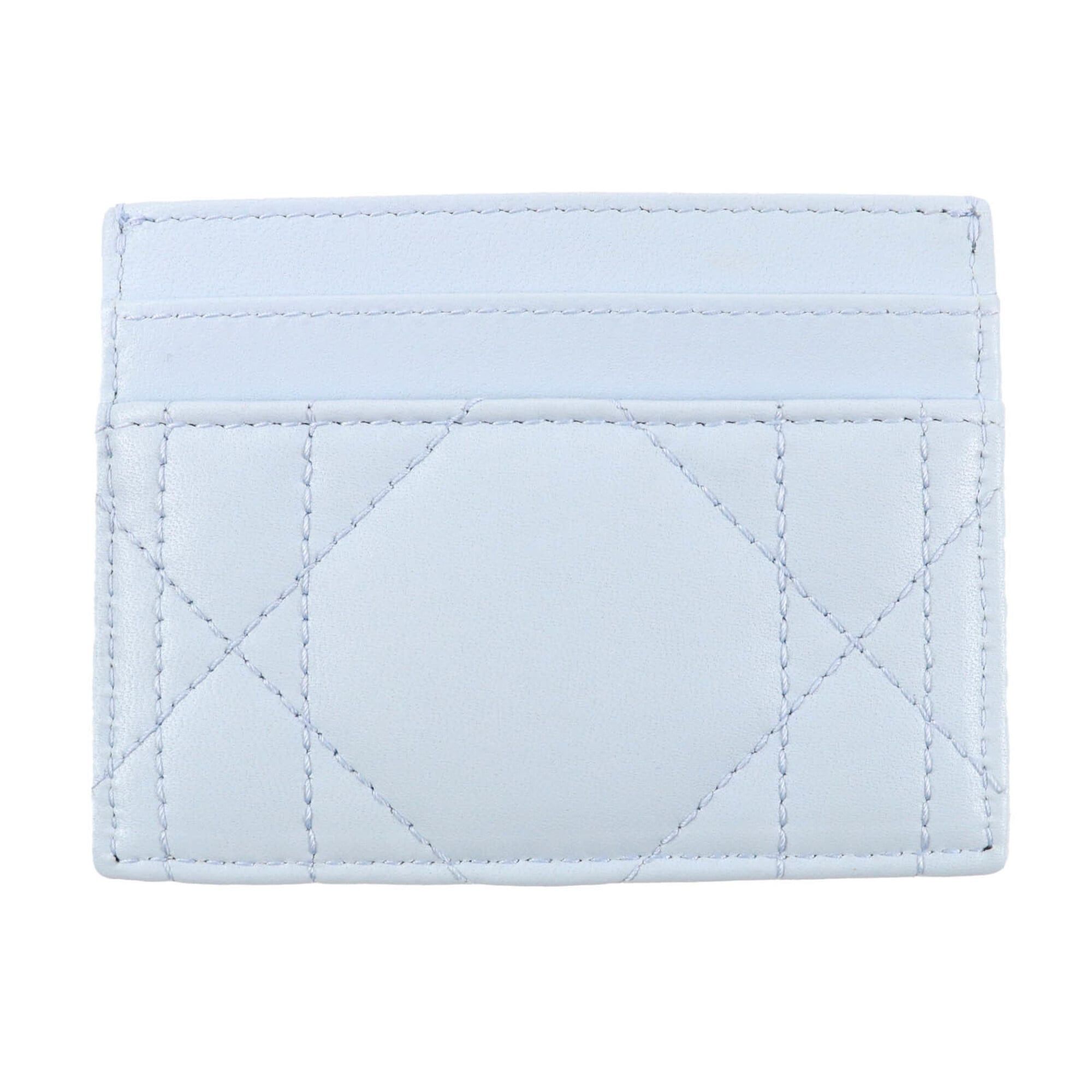 Dior Christian Dior 25AW Caro Freesia Crystal Card Holder, Lambskin, Light Blue, with Box and Dust Bag, Made in Italy, Women's. Size ONE SIZE - 3 Thumbnail