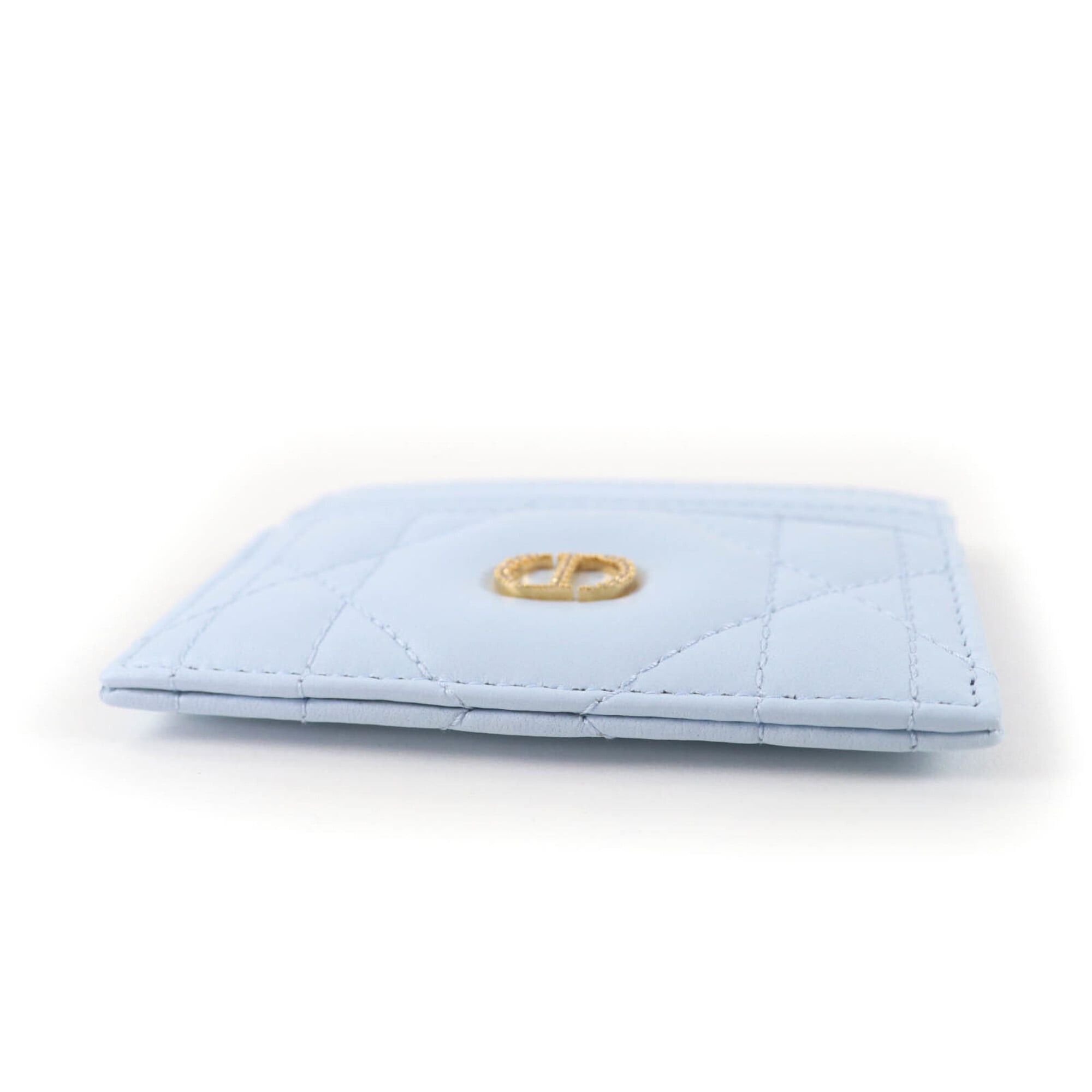 Dior Christian Dior 25AW Caro Freesia Crystal Card Holder, Lambskin, Light Blue, with Box and Dust Bag, Made in Italy, Women's. Size ONE SIZE - 4 Thumbnail