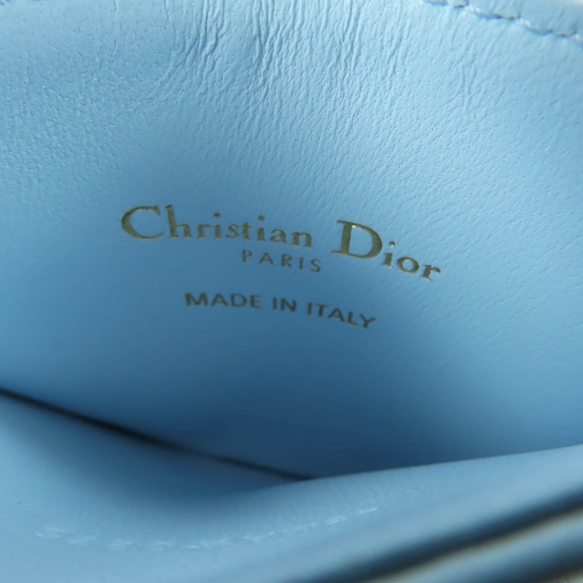 Dior Christian Dior 25AW Caro Freesia Crystal Card Holder, Lambskin, Light Blue, with Box and Dust Bag, Made in Italy, Women's. Size ONE SIZE - 7 Thumbnail