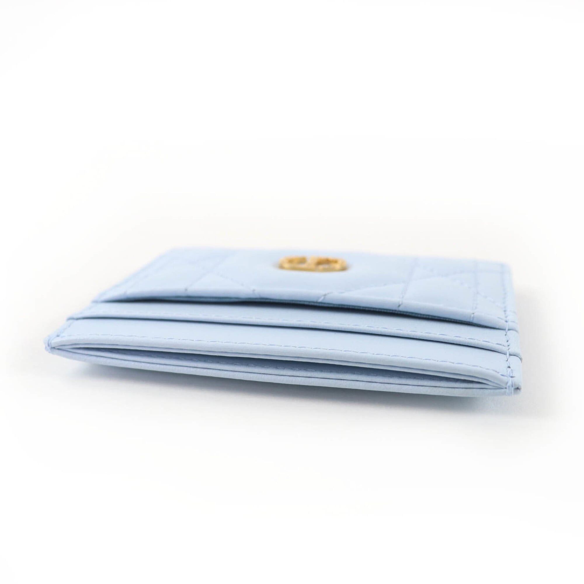 Dior Christian Dior 25AW Caro Freesia Crystal Card Holder, Lambskin, Light Blue, with Box and Dust Bag, Made in Italy, Women's. Size ONE SIZE - 5 Thumbnail