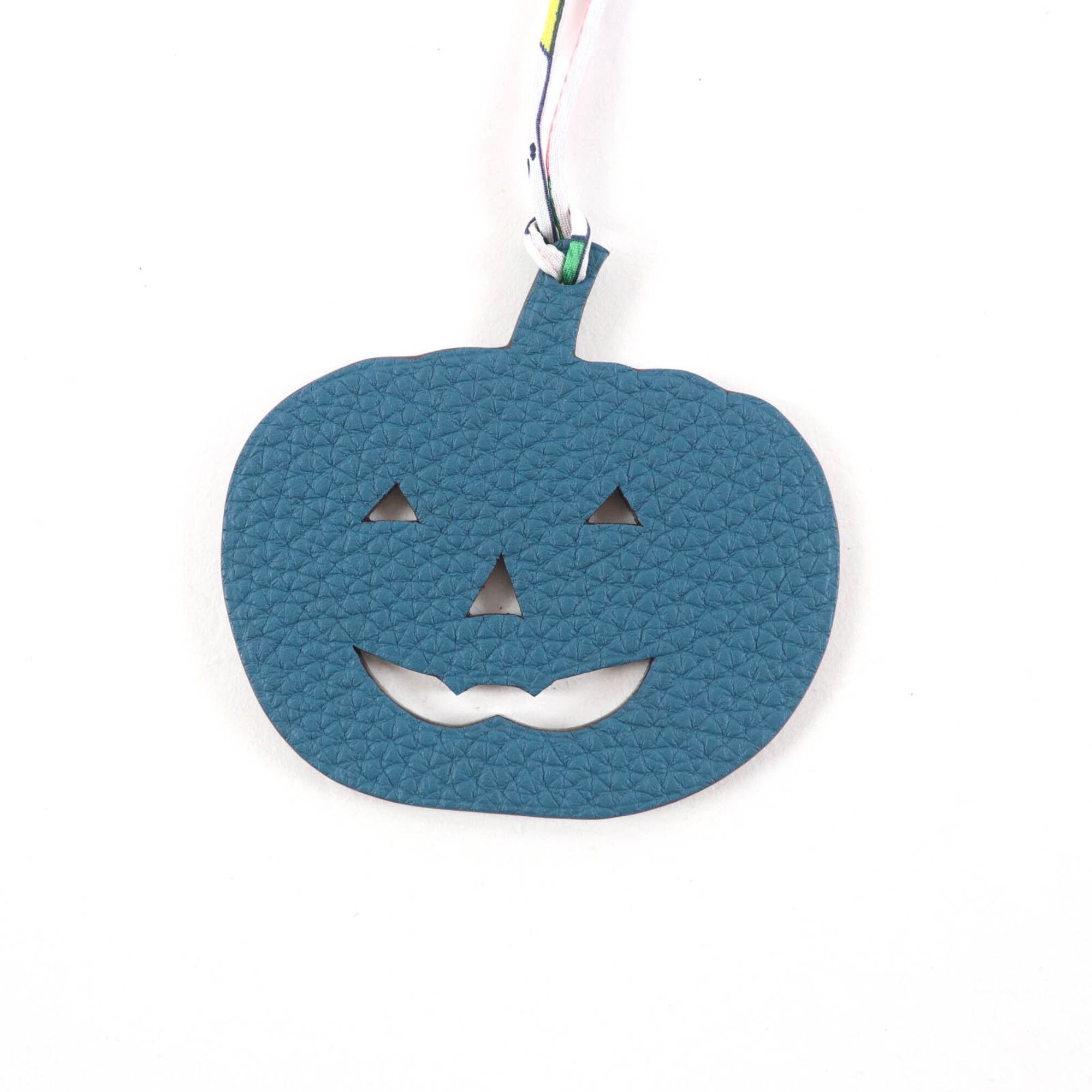 Hermes HERMES Petit H Charm, Blue Green Togo Leather, Pumpkin Pattern, Made in France, Women's Bag Charm Size ONE SIZE - 3 Thumbnail