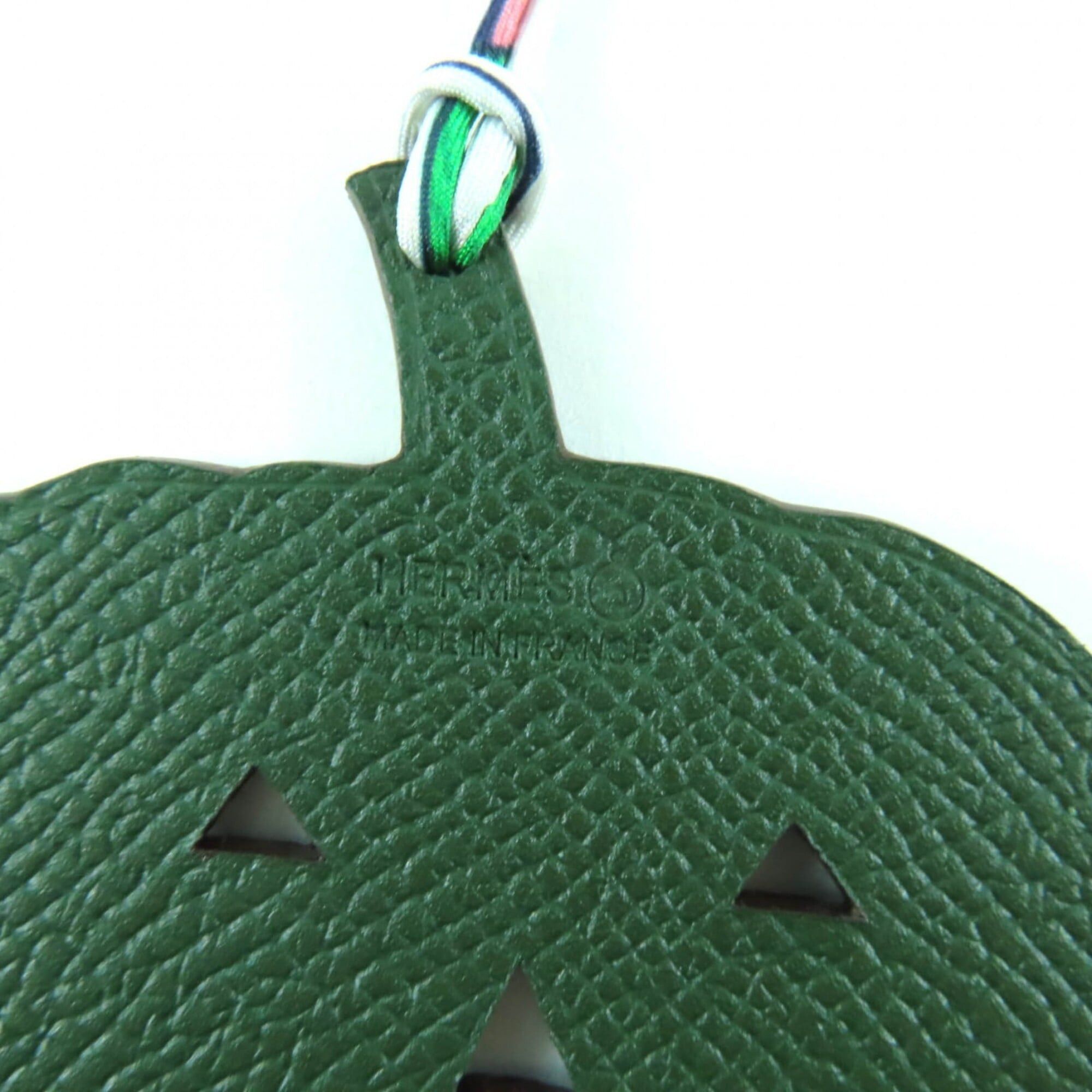 Hermes HERMES Petit H Charm, Blue Green Togo Leather, Pumpkin Pattern, Made in France, Women's Bag Charm Size ONE SIZE - 7 Thumbnail