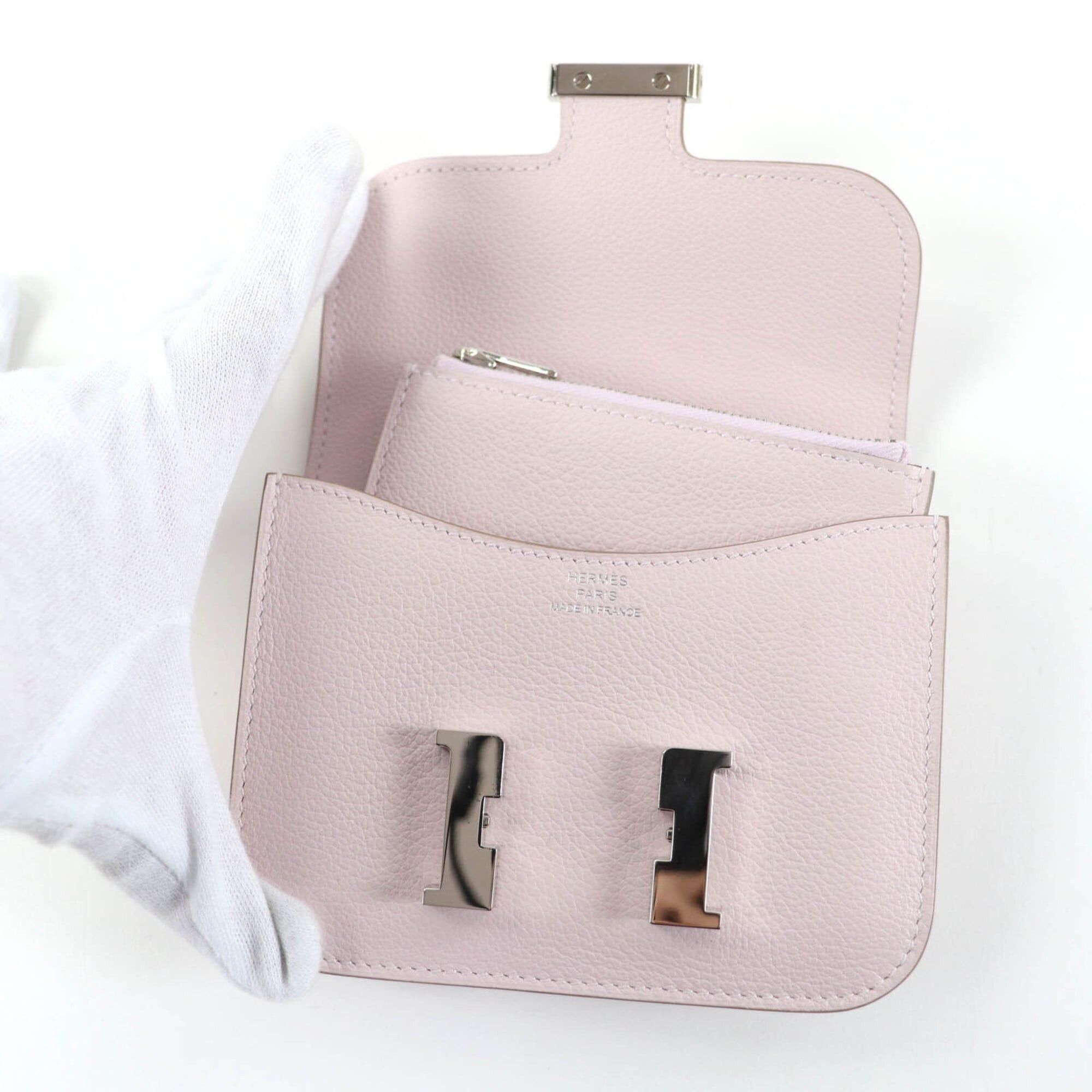 Hermes HERMES Constance Slim Evercolor Mauve Pale Silver Hardware Bi-fold Wallet B Stamp Comes with Box and Dust Bag Made in France Women's Size ONE SIZE - 6 Thumbnail