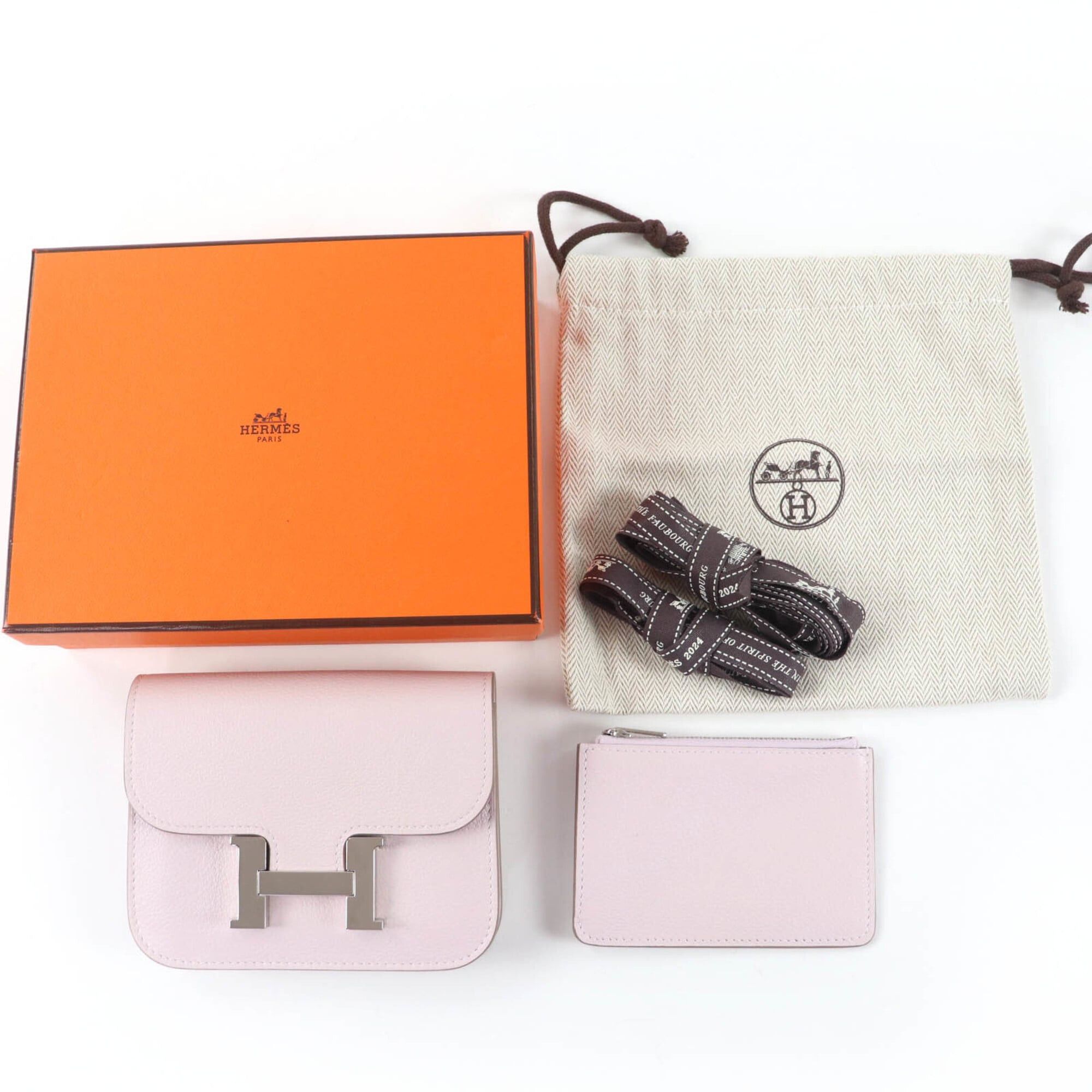 Hermes HERMES Constance Slim Evercolor Mauve Pale Silver Hardware Bi-fold Wallet B Stamp Comes with Box and Dust Bag Made in France Women's Size ONE SIZE - 2 Thumbnail