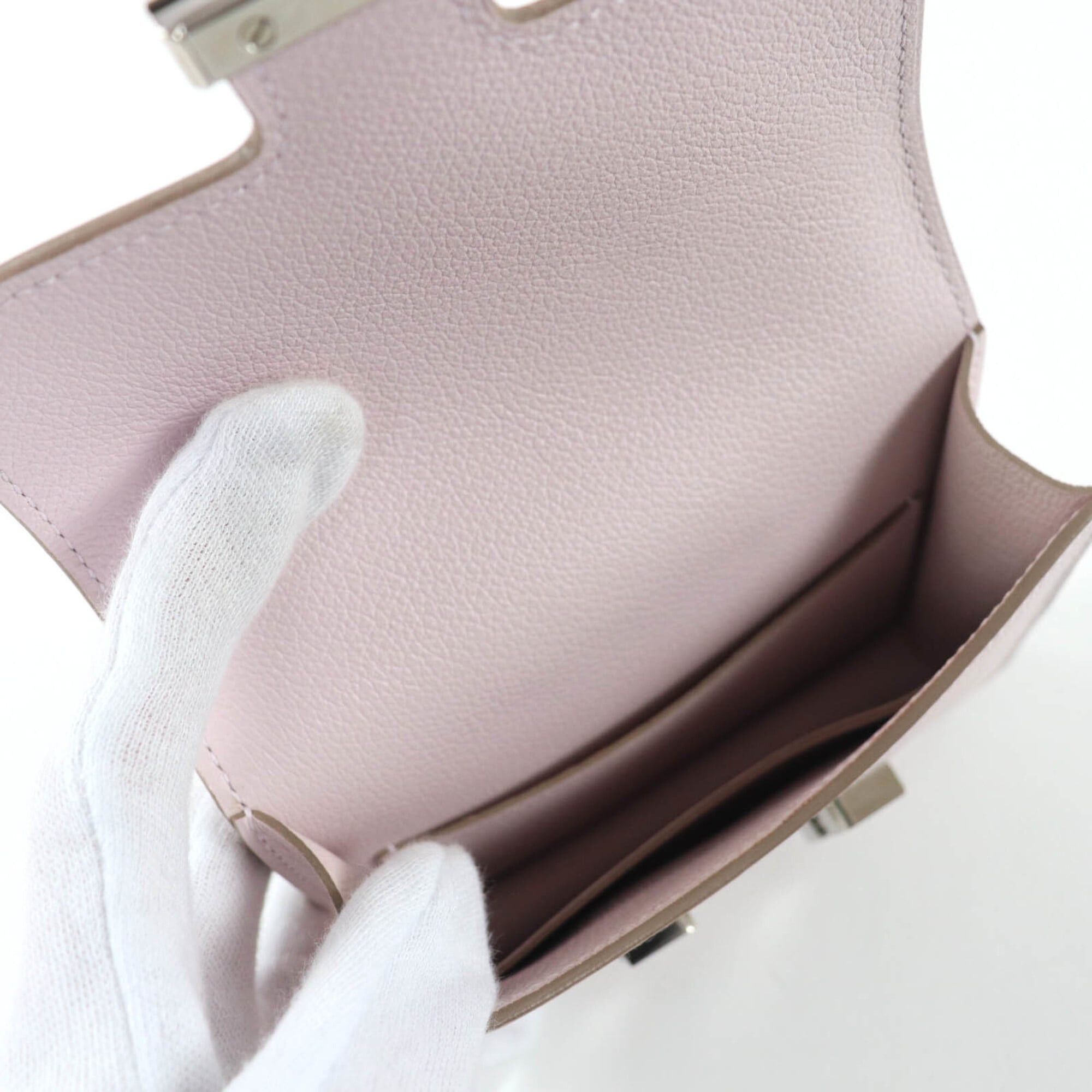 Hermes HERMES Constance Slim Evercolor Mauve Pale Silver Hardware Bi-fold Wallet B Stamp Comes with Box and Dust Bag Made in France Women's Size ONE SIZE - 7 Thumbnail