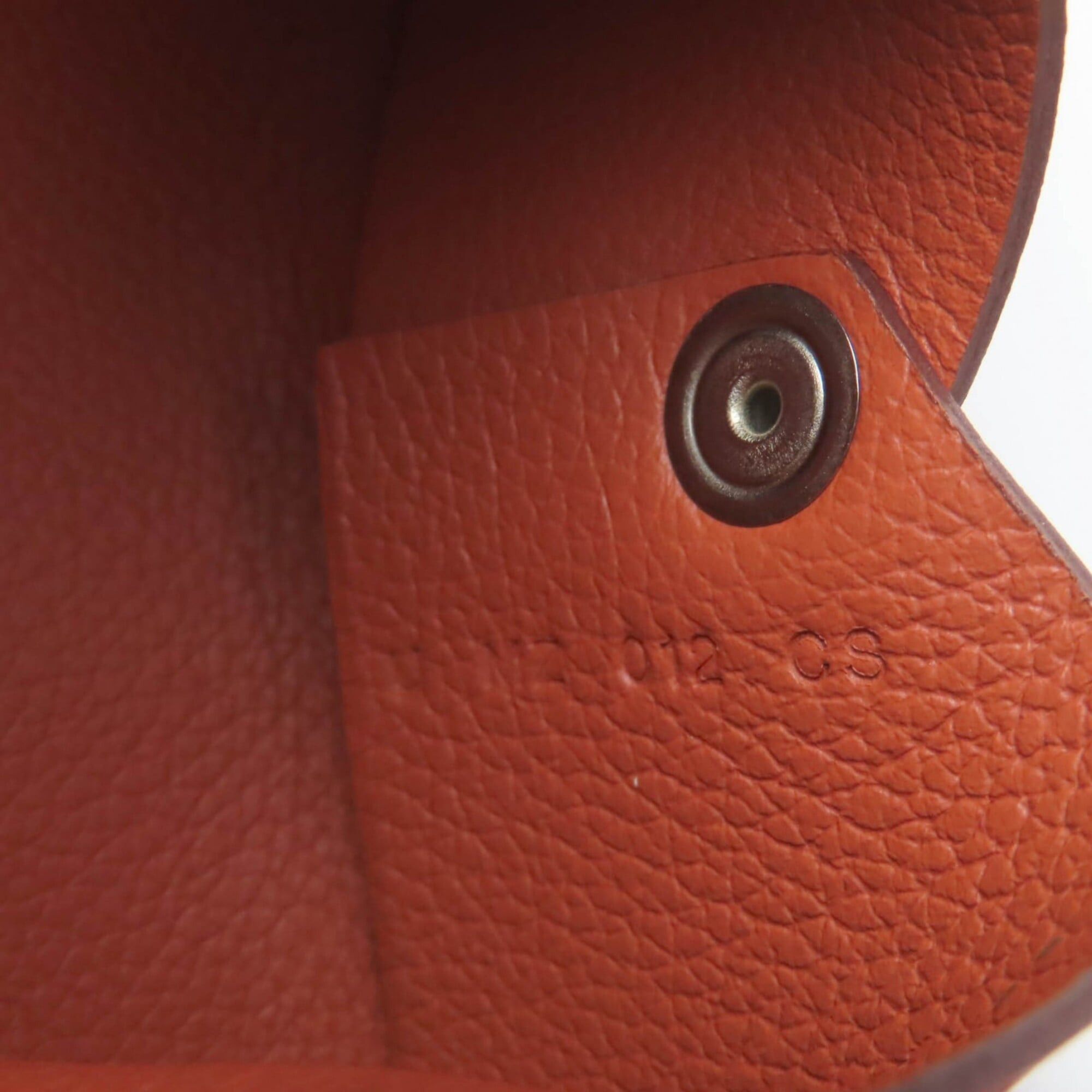 Hermes HERMES Calvi Veau Epsom Silver Hardware Business Card Holder/Card Case Orange U Stamp Comes with Box Made in France Women's Size ONE SIZE - 9 Thumbnail