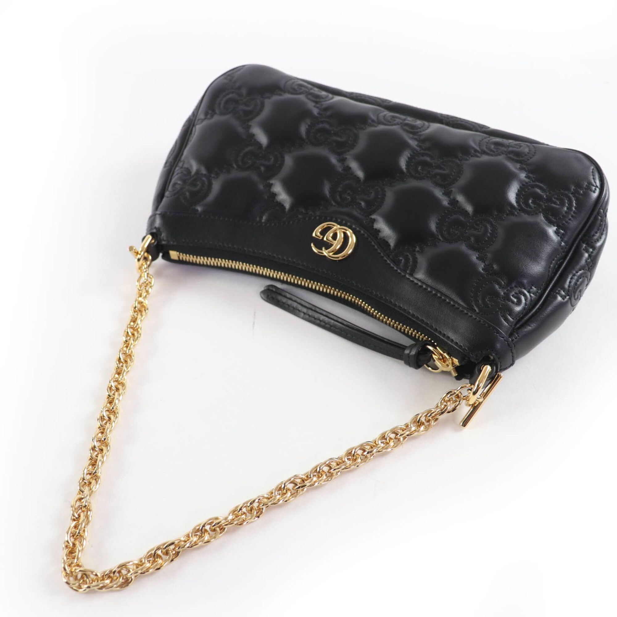 Gucci GUCCI 735049 GG Matelassé 2-Way Leather Handbag/Shoulder Bag, Black, with Dust Made in Italy, Women's Size ONE SIZE - 5 Thumbnail