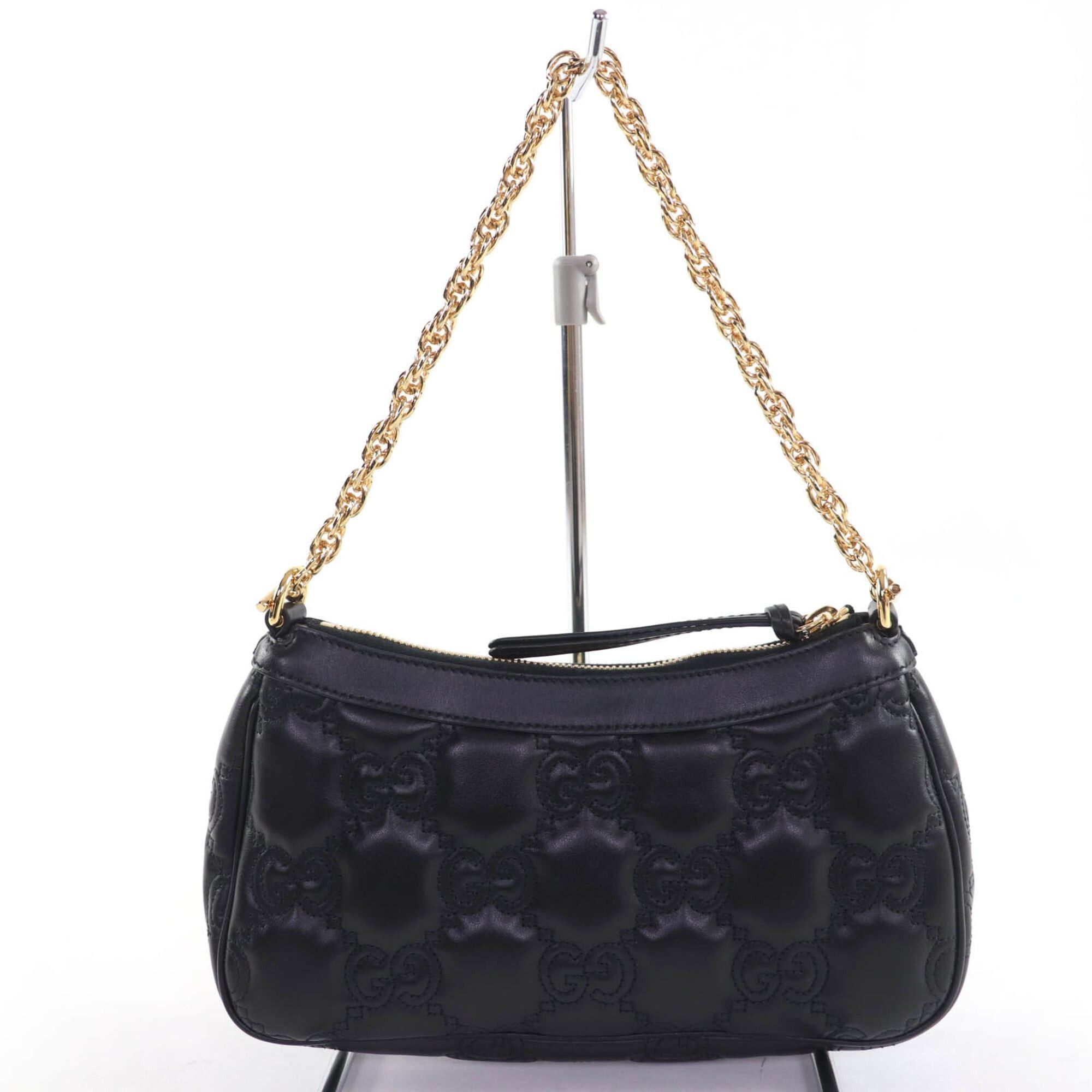 Gucci GUCCI 735049 GG Matelassé 2-Way Leather Handbag/Shoulder Bag, Black, with Dust Made in Italy, Women's Size ONE SIZE - 3 Thumbnail