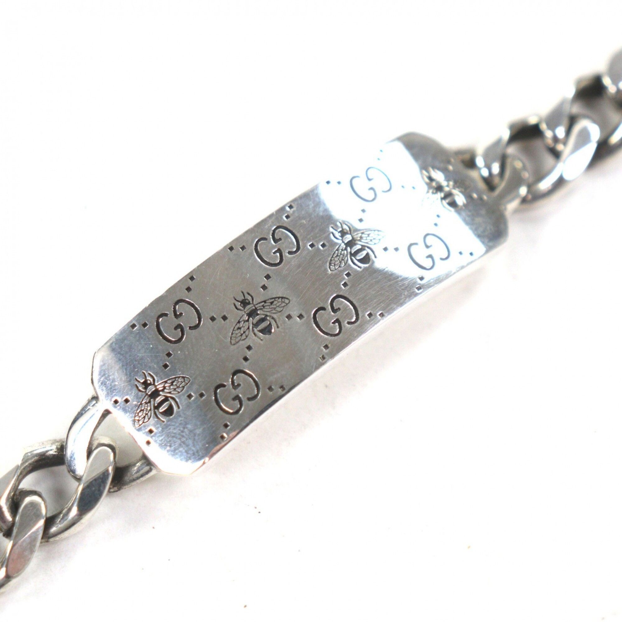 Gucci GUCCI AG925 GG & BEE Engraved Bracelet, Silver, Size 17, Made in Italy, Weight 37.0g, Men's/Women's Accessory Size ONE SIZE - 3 Thumbnail
