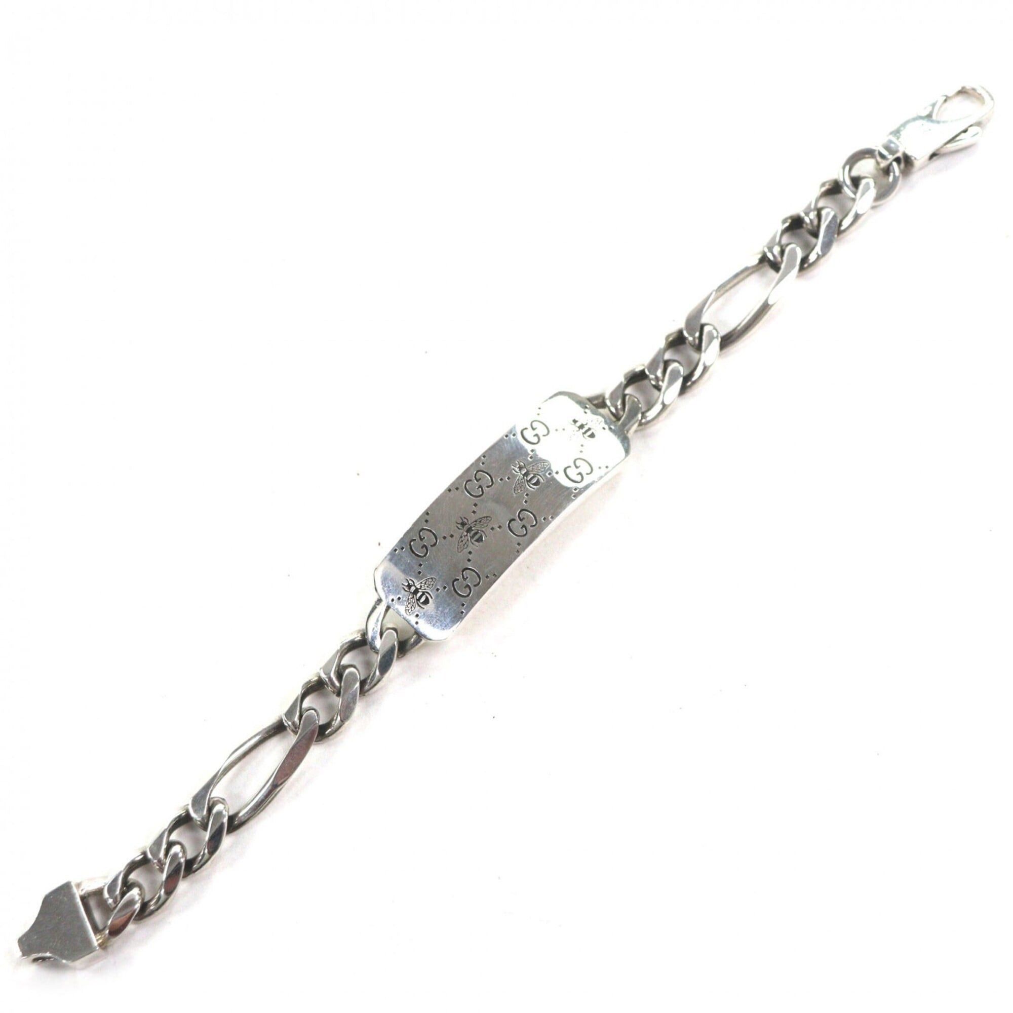 Gucci GUCCI AG925 GG & BEE Engraved Bracelet, Silver, Size 17, Made in Italy, Weight 37.0g, Men's/Women's Accessory Size ONE SIZE - 2 Thumbnail